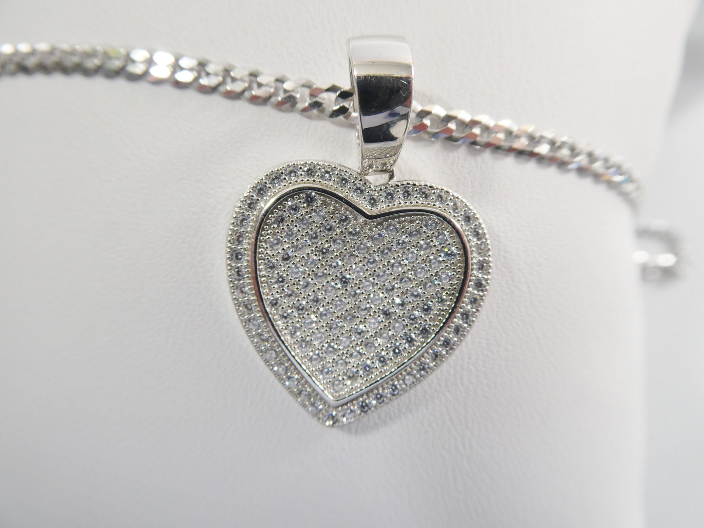 real 925 sterling silver 18 inch flat chain and heart pendent charm