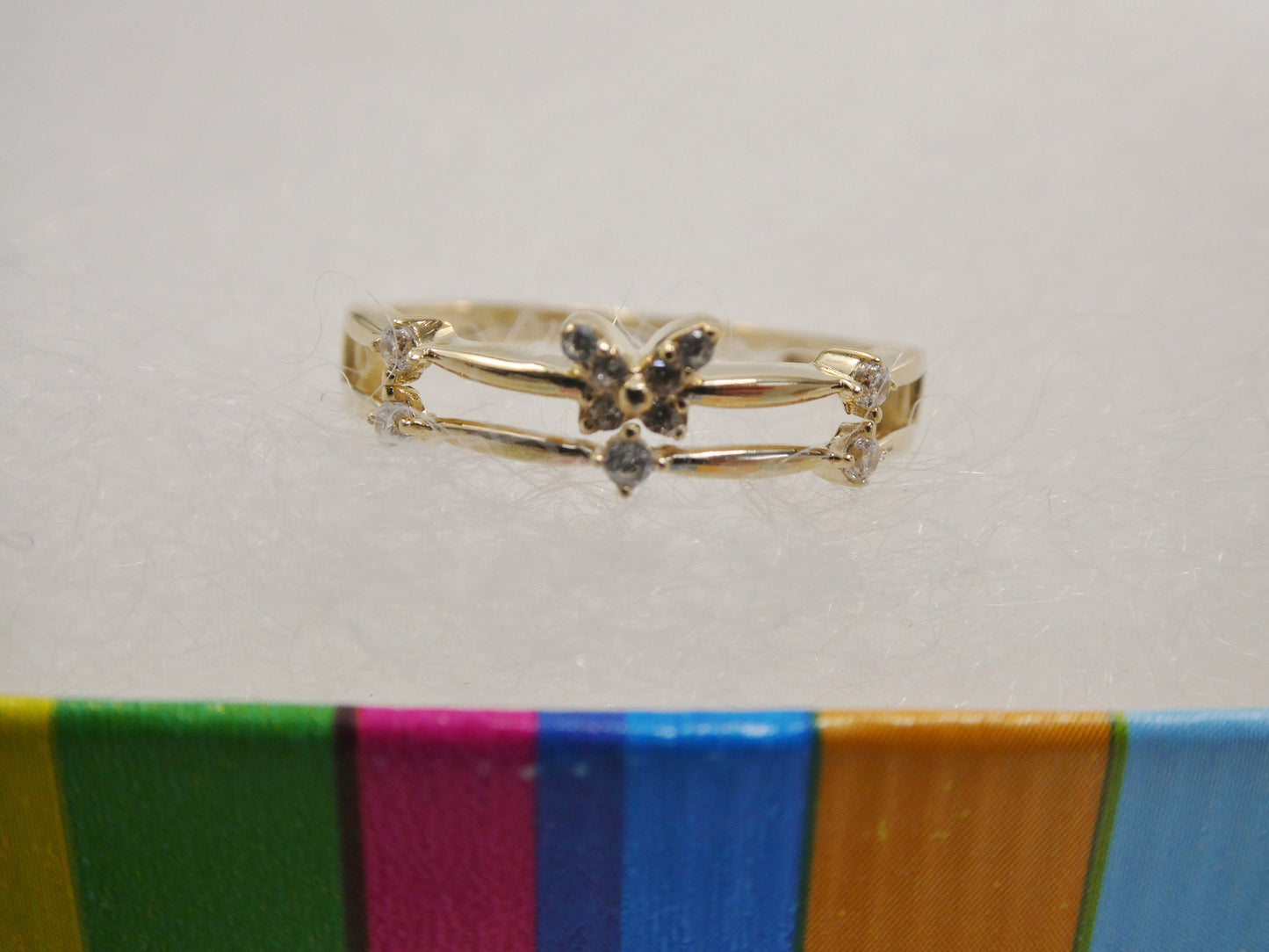 real 14k solid yellow gold women's classic micro pave setting pinky ring
