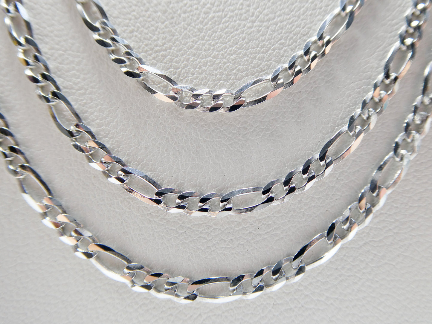real 925 sterling silver 2.8mm Italian figaro solid chain lobster lock clasp