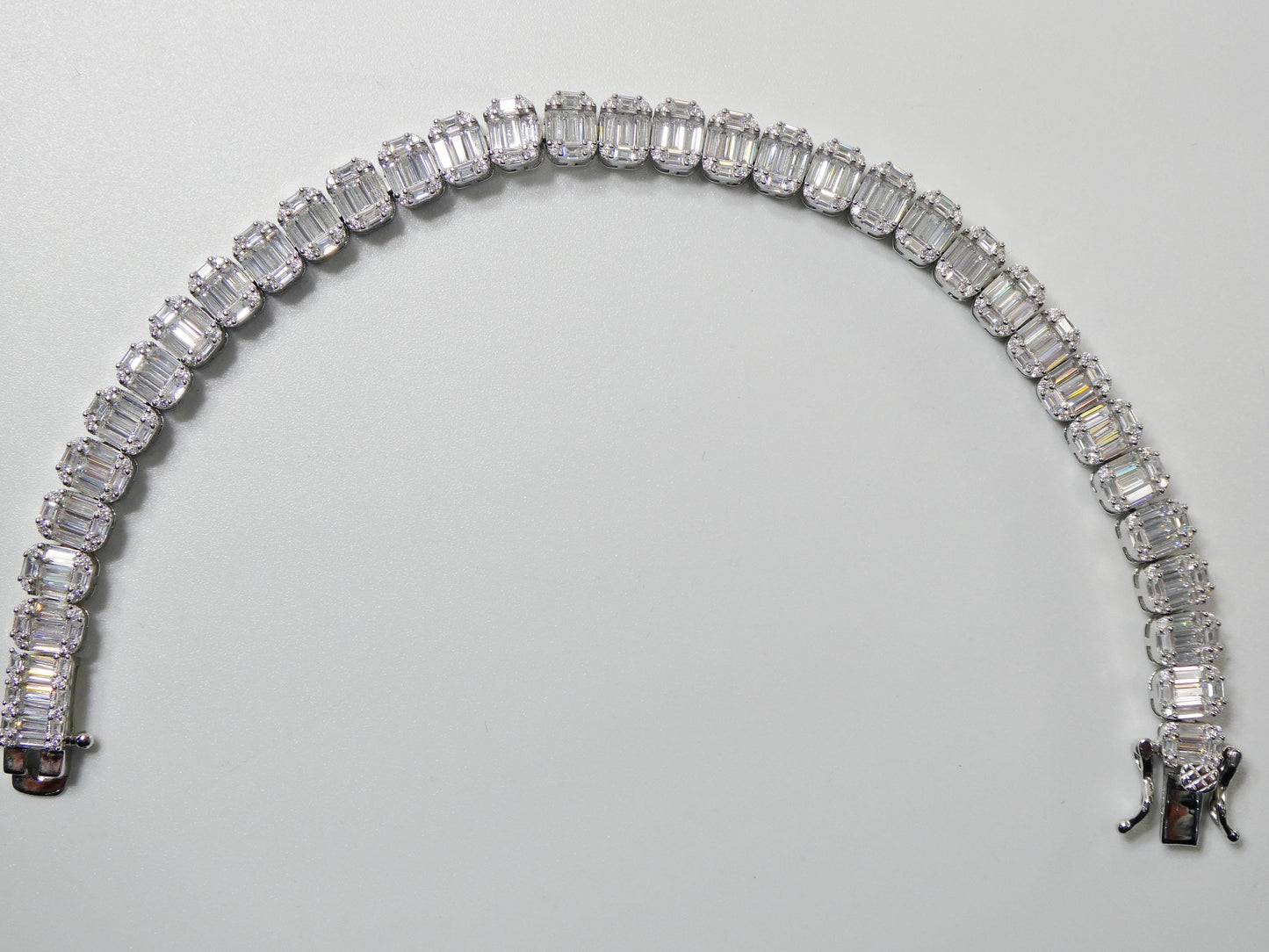 real 925 sterling silver tennis baguette 7 inch bracelet