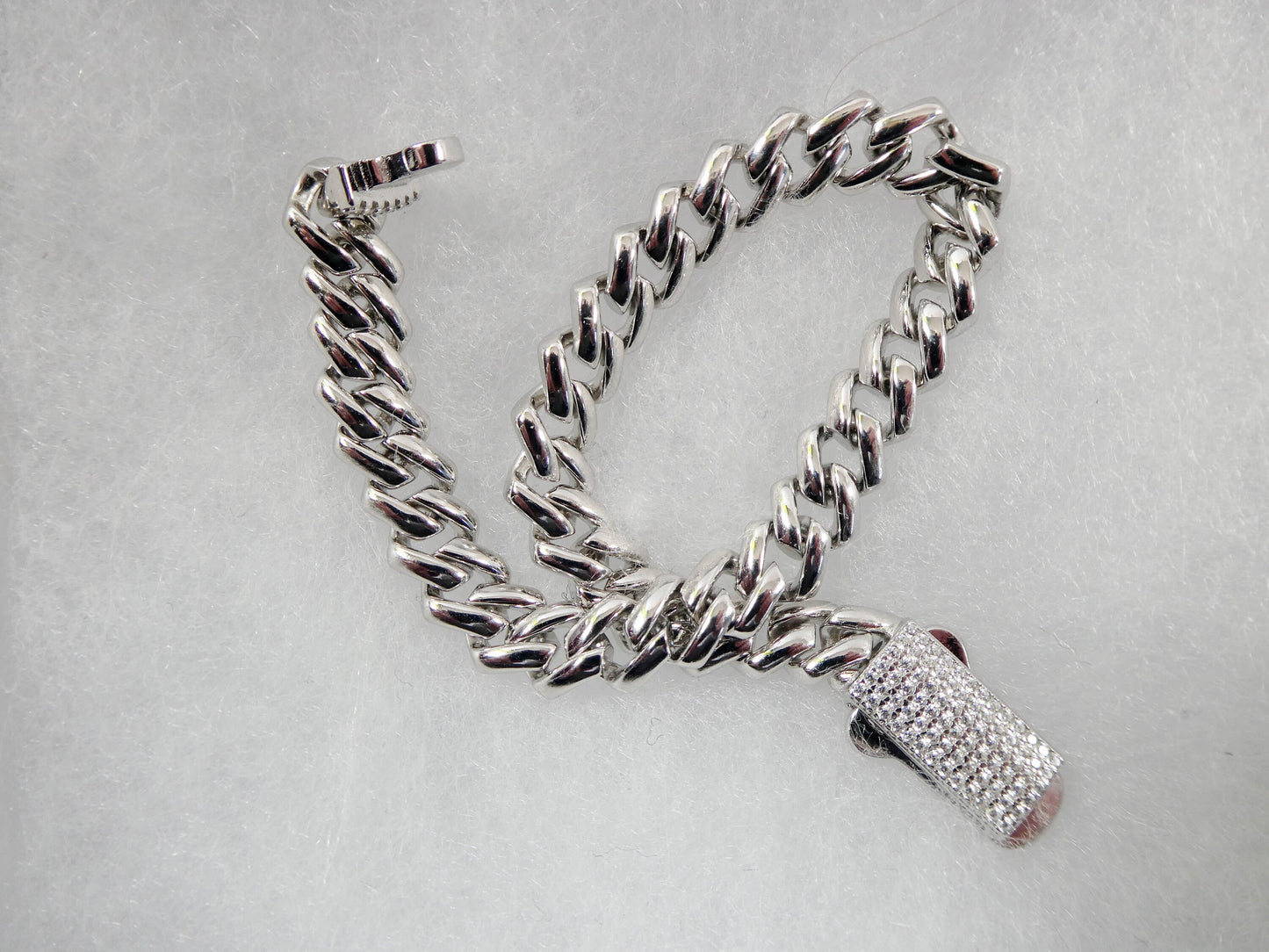 real 925 sterling silver 7mm solid Monaco style 14k white gold color finish