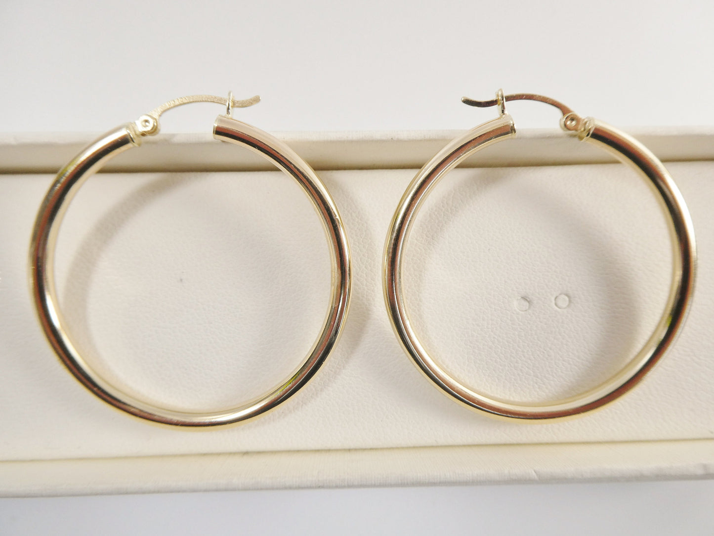 real 10k solid yellow gold plain high polish 40mm hoop huggie earrings