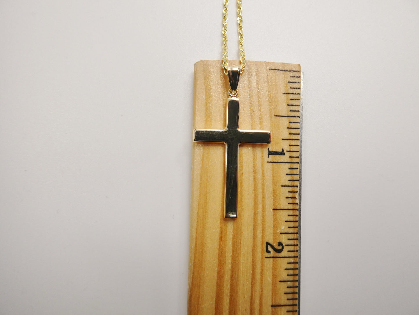 14k real solid yellow gold super polish cross pendent and robe necklace