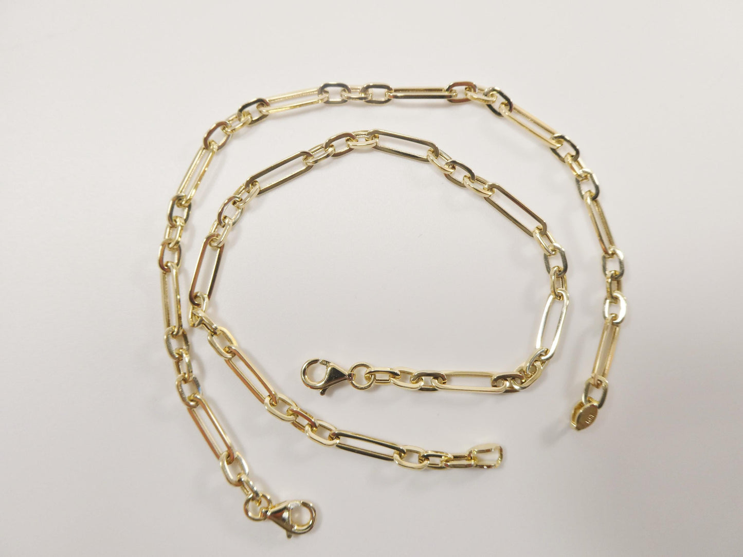 real 14k solid yellow gold design paperclip 6.5/ 7/ inch bracelet