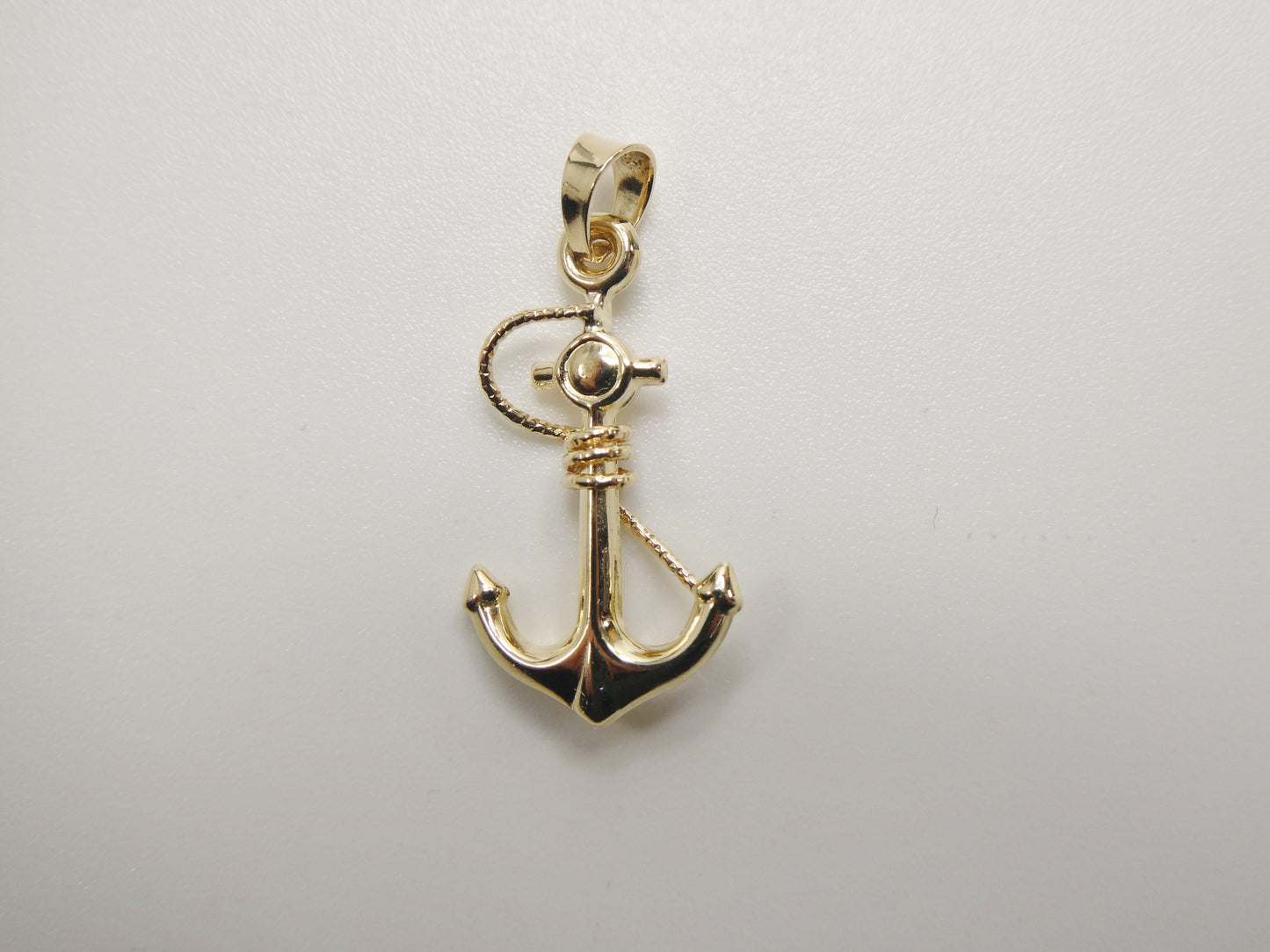 14k real solid yellow gold anchor pendent and robe necklace