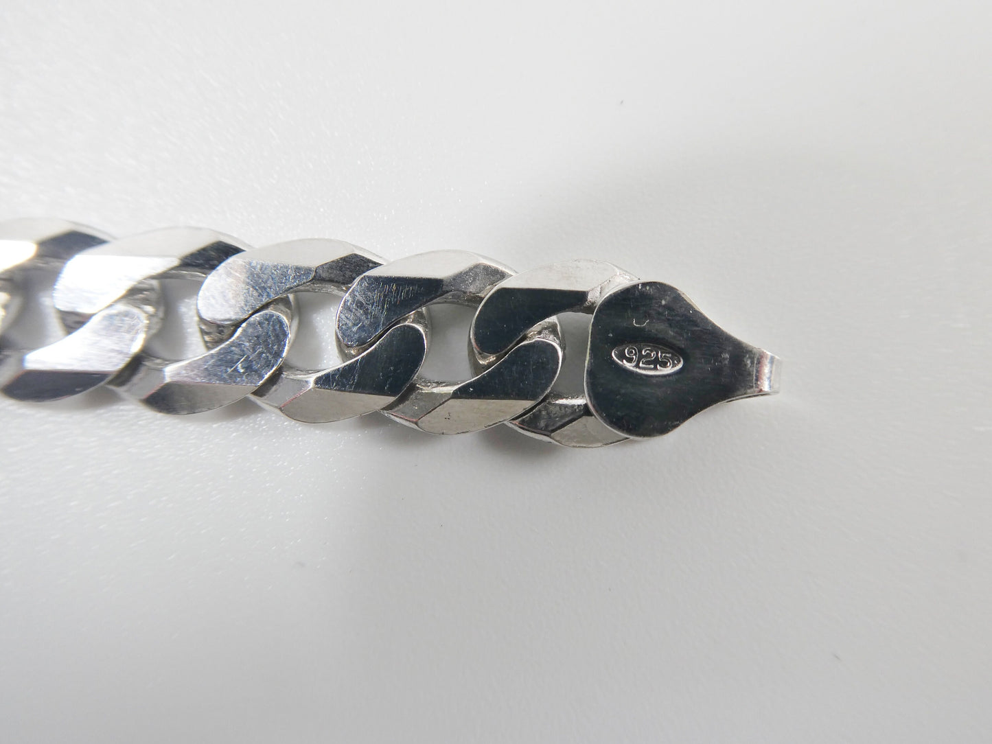 8.5 inch real 925 sterling silver solid curb men ID bracelet