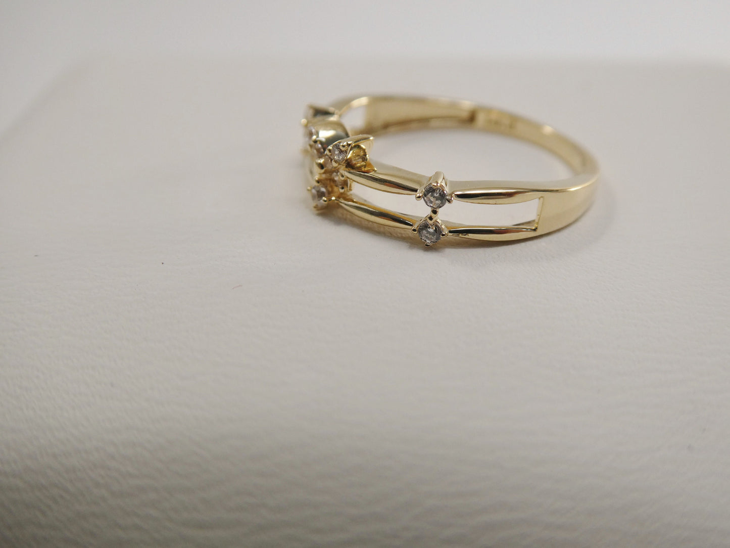 real 14k solid yellow gold women's classic micro pave setting pinky ring