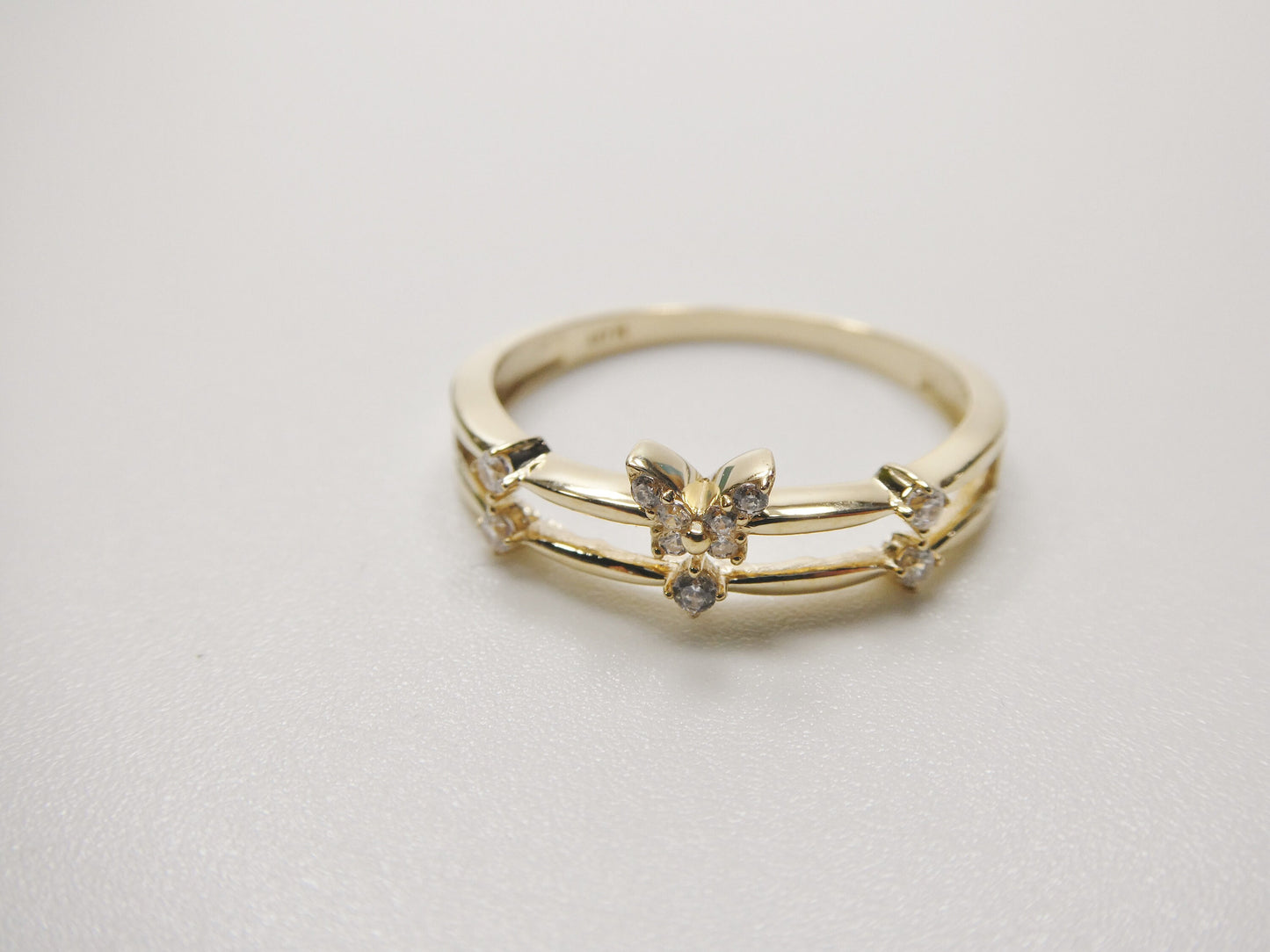 real 10k solid yellow gold women's classic micro pave setting ring
