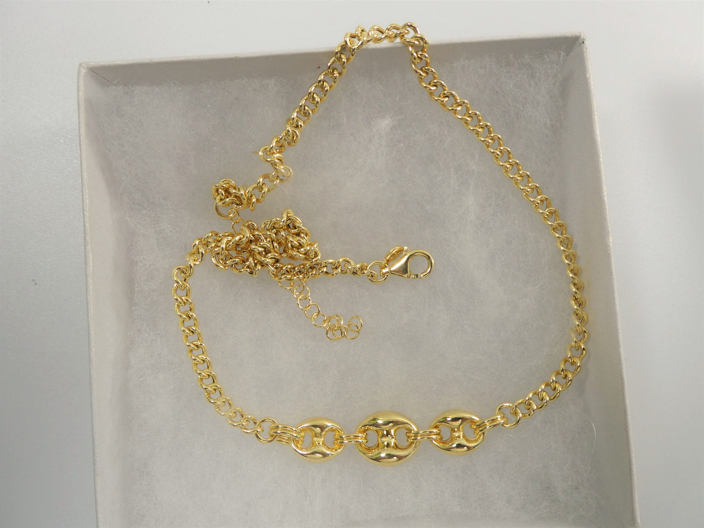 16 inch real 925 sterling silver puffed mariner necklace
