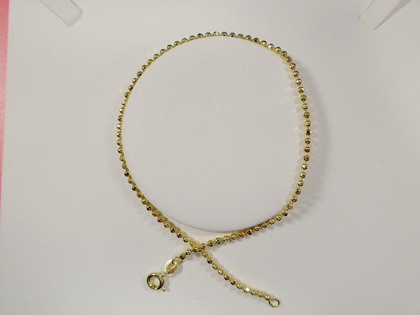 10 inch 14k yellow gold tone color over real 925 sterling silver moon cut bead anklet bracelet