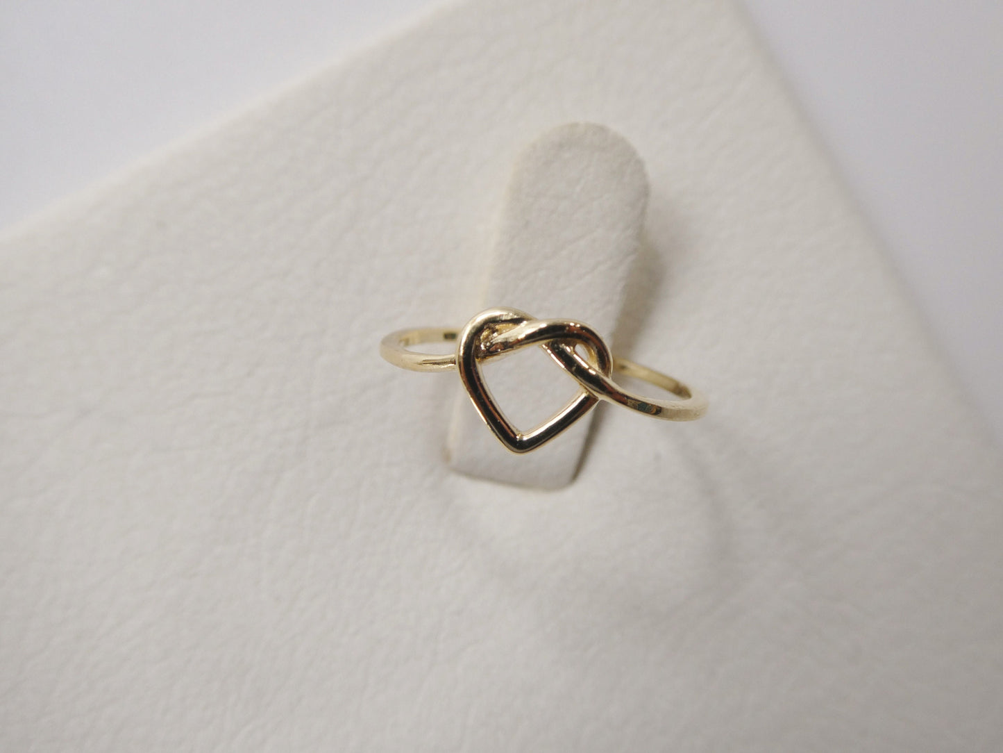 10k solid yellow gold baby children heart shaped love knot ring