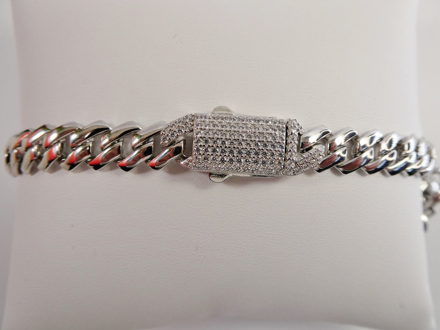 14k white gold color tone Monaco set necklace and bracelet over real 925 sterling silver