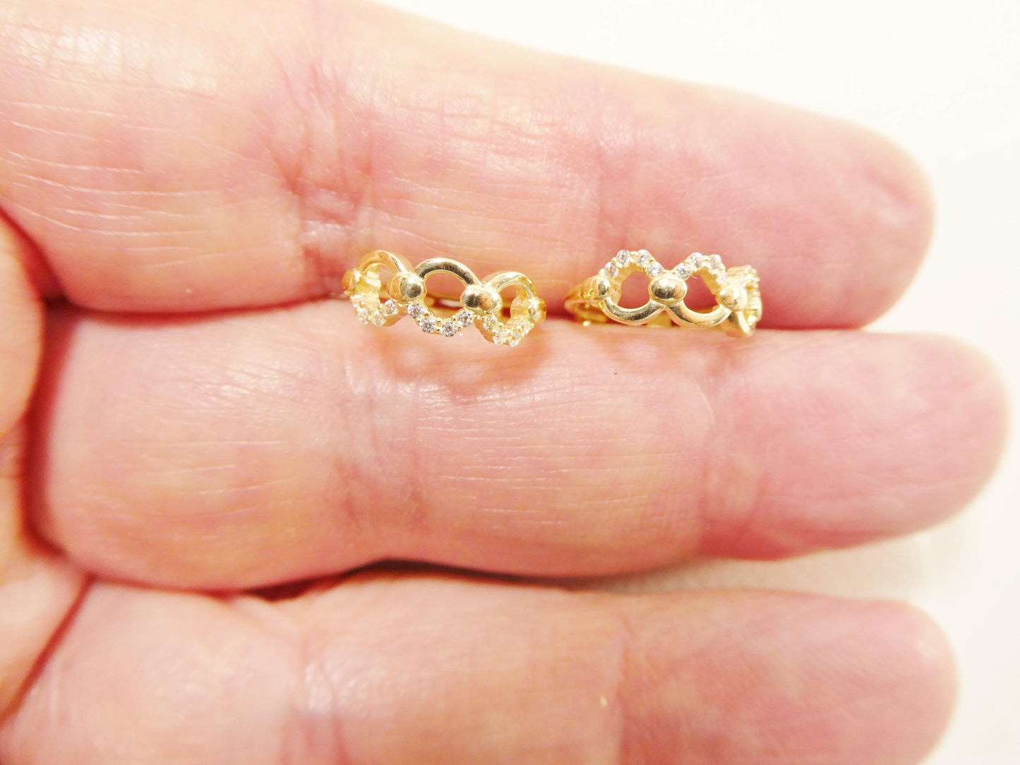 real 10k solid yellow gold designer hoop huggie earrings