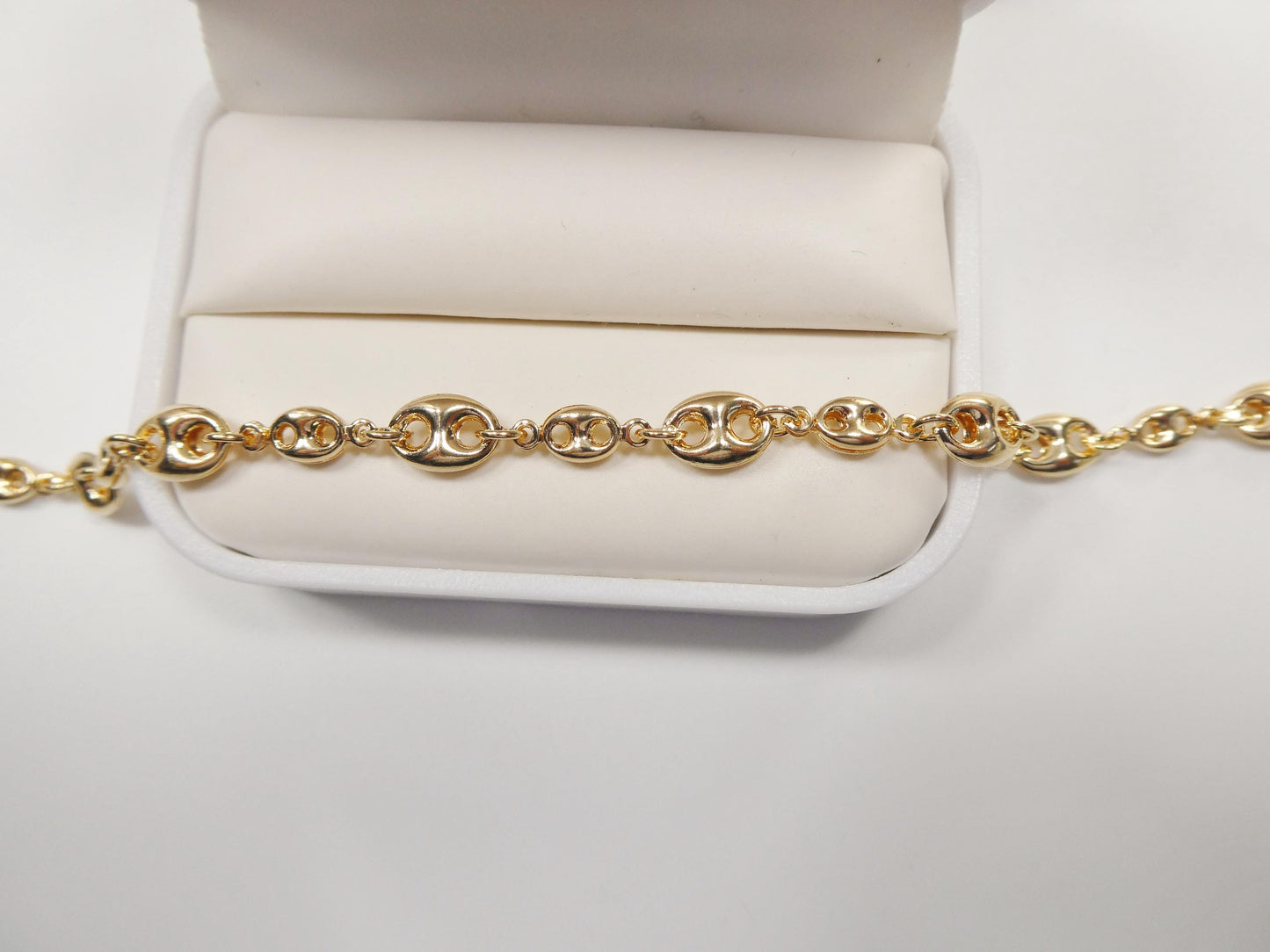 10 inch 14k gold filled puff mariner ladies anklet bracelet