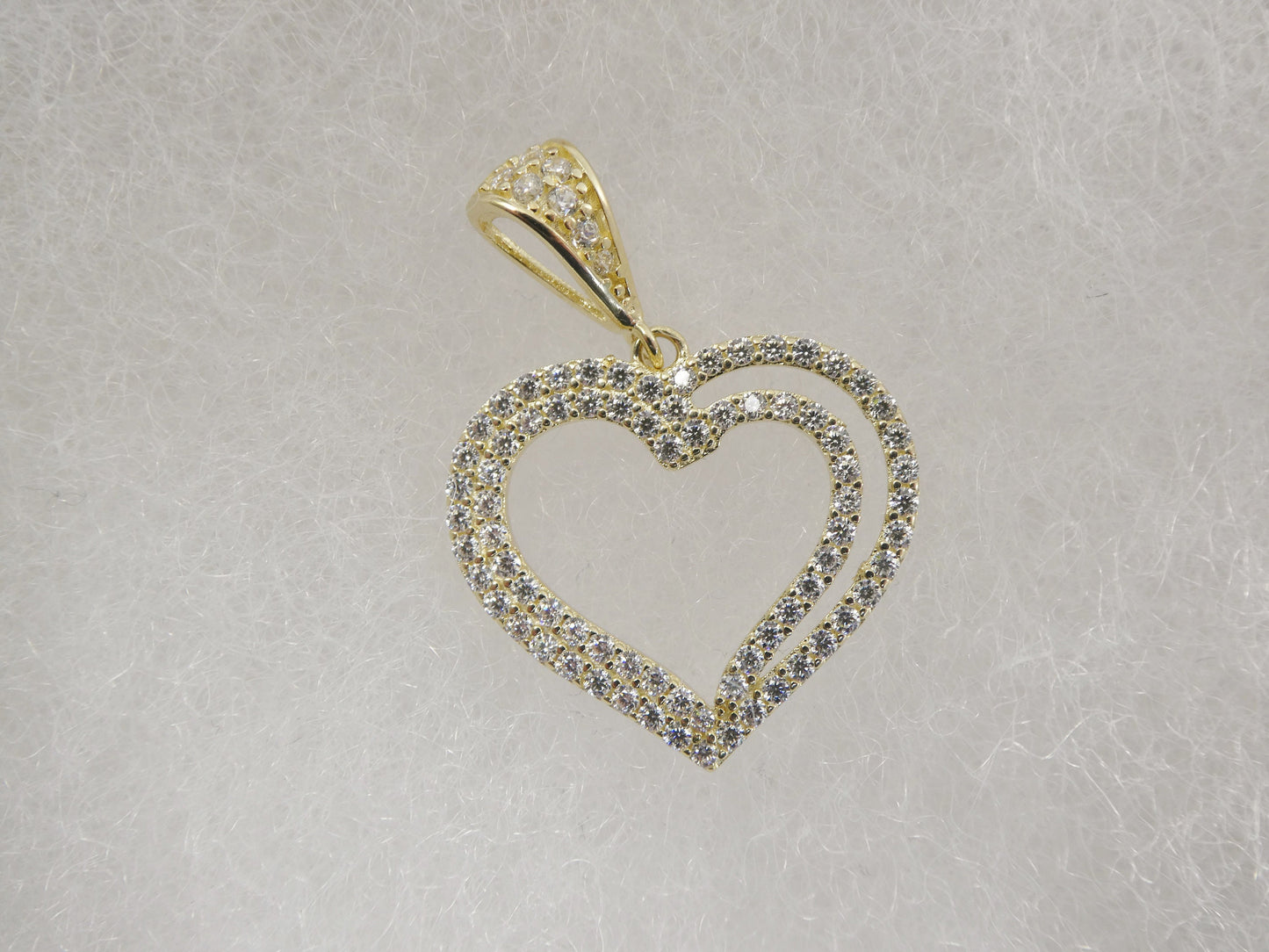 14k real solid yellow gold full stone setting heart charm pendent