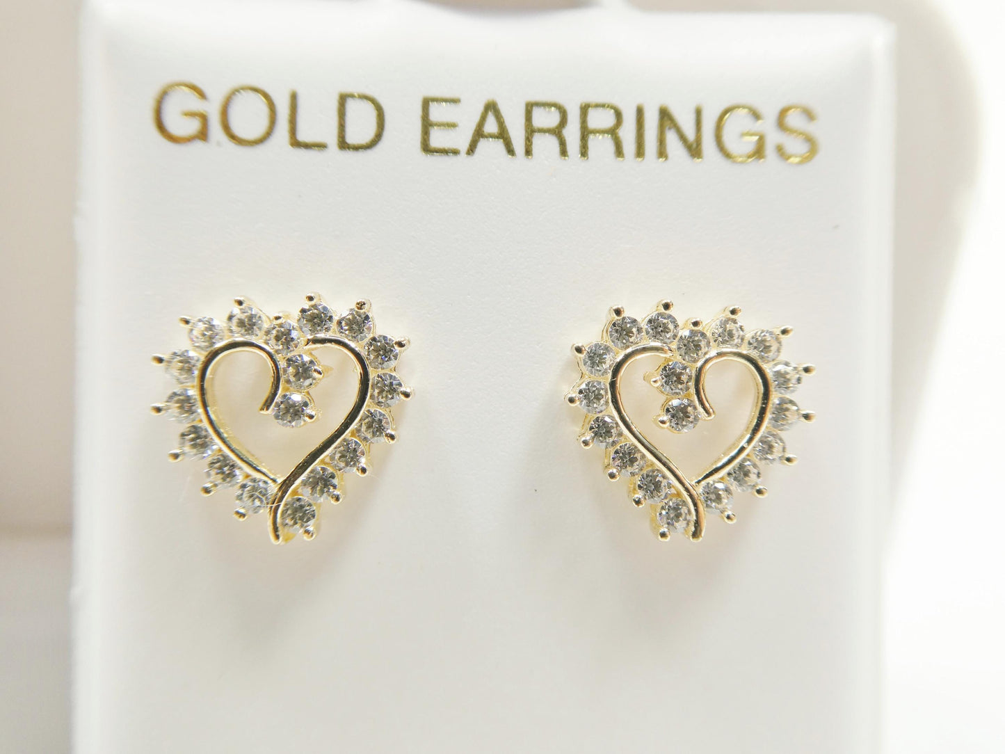 10k real solid gold heart micro fave setting push back earrings