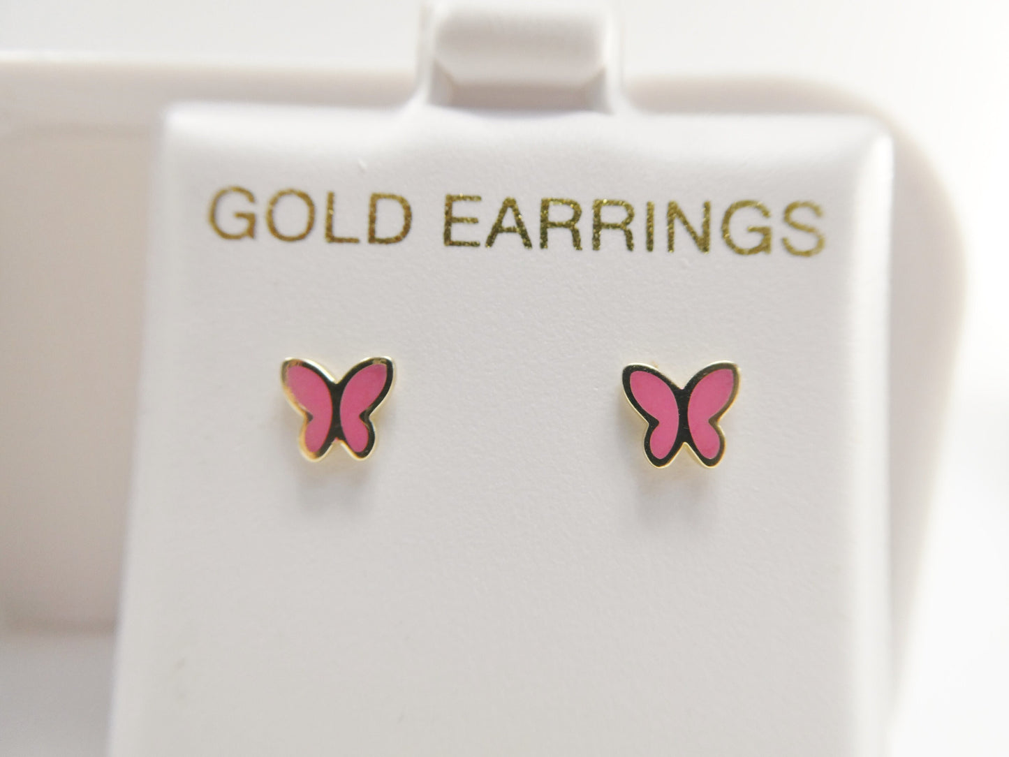 10k real solid gold kids enamel butterfly screw post earrings