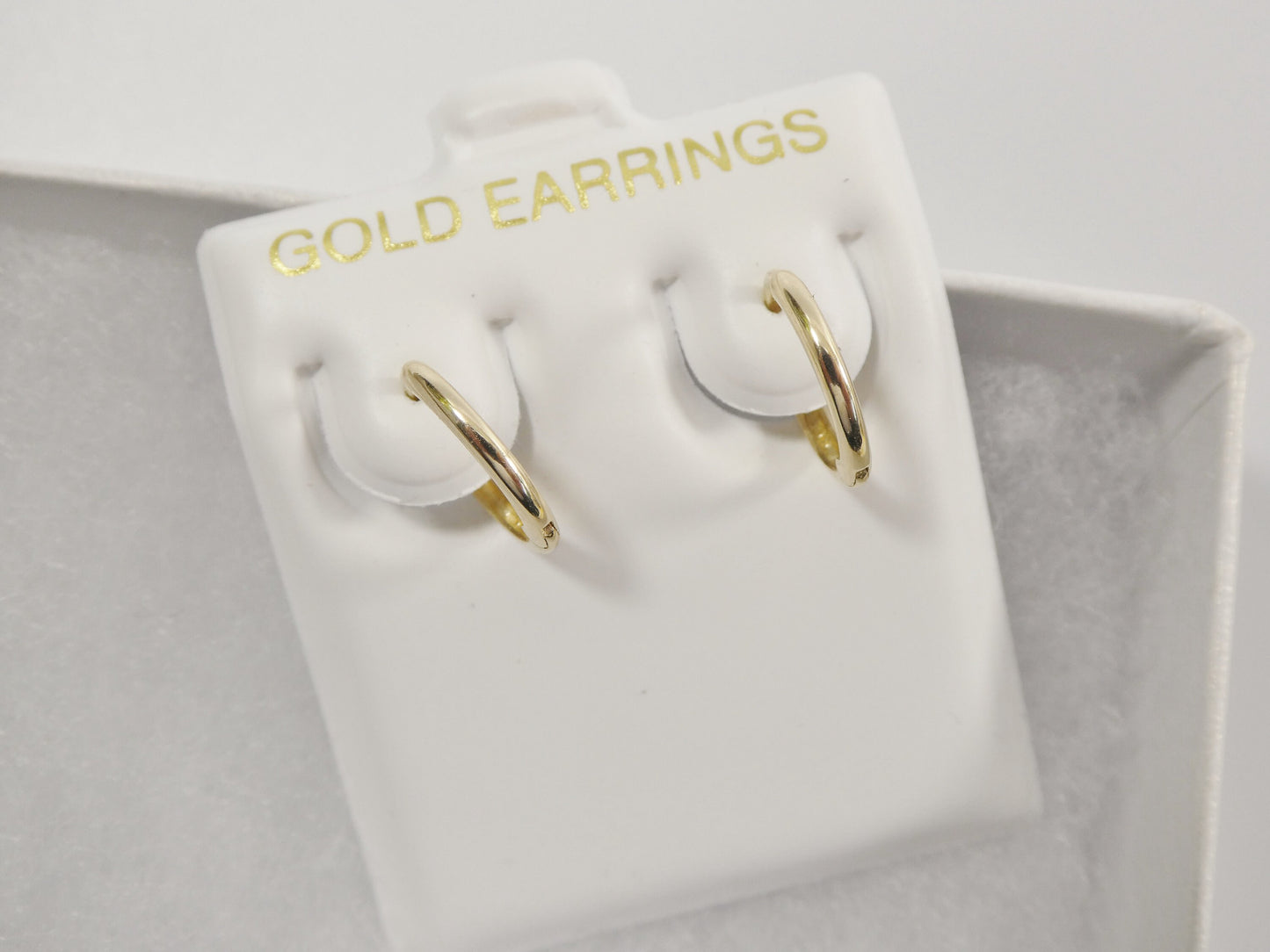 real 10k solid yellow gold tiny simple 12mm hoop huggie earrings