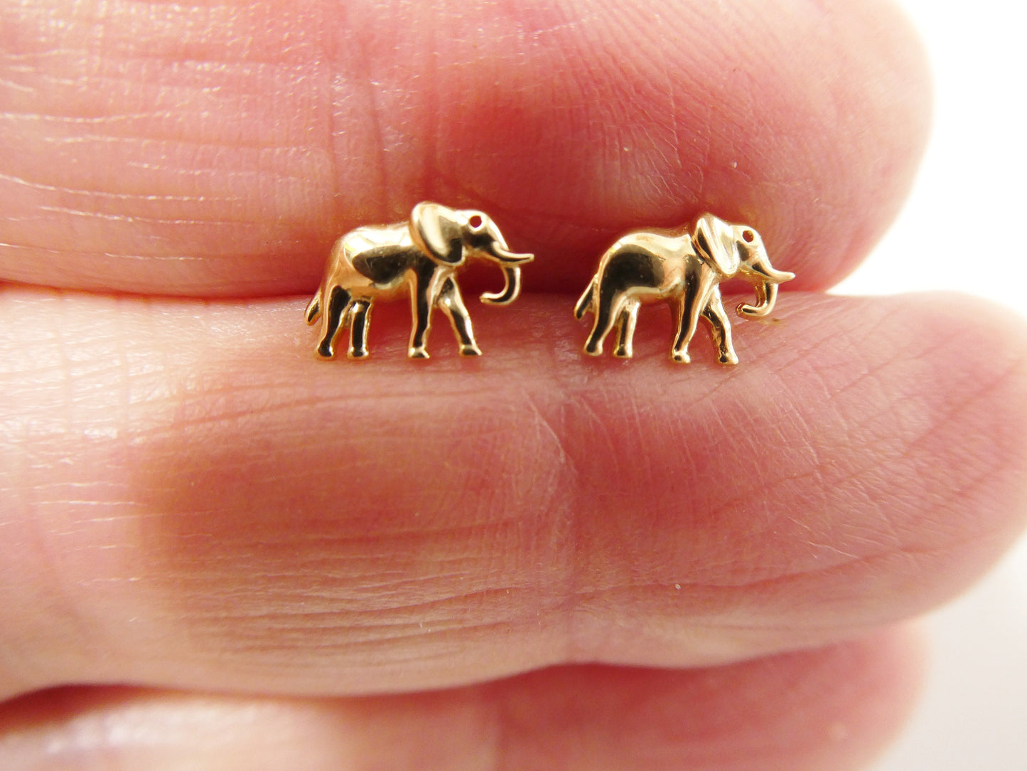 real 10k solid yellow gold tiny elephant stud earrings dainty