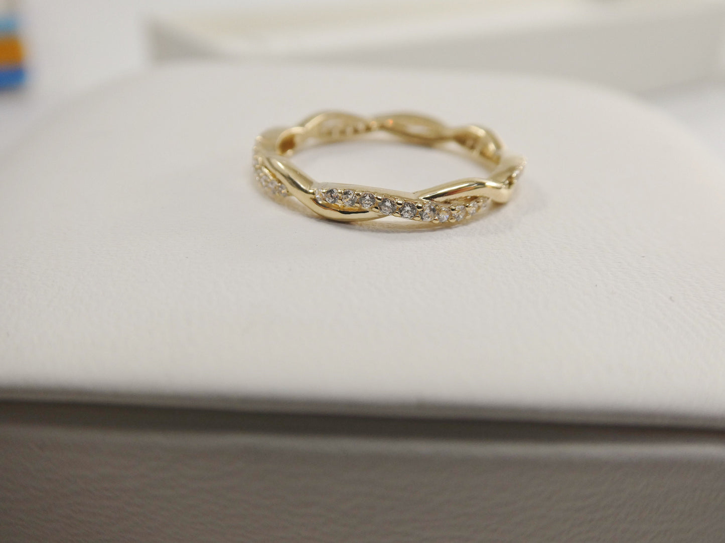 real 14k solid yellow gold women's classic micro pave setting pinky ring