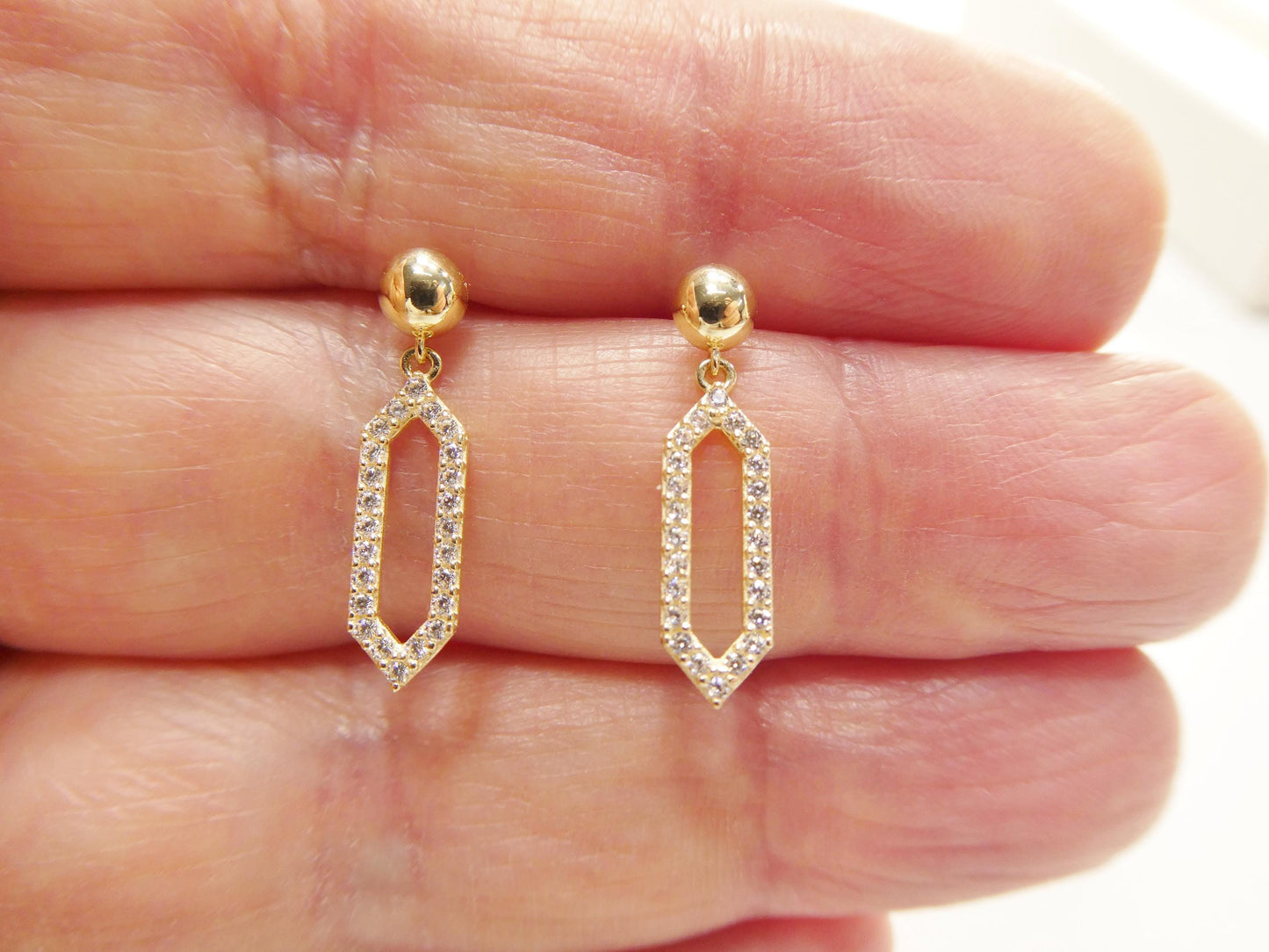 real 10k solid yellow gold design paperclip push post earrings
