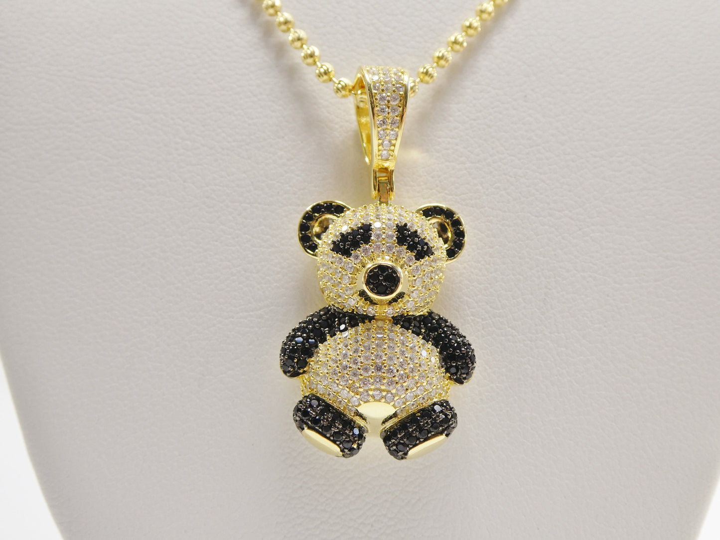 real 925 sterling silver teddy bear pendent and 2mm moon chain