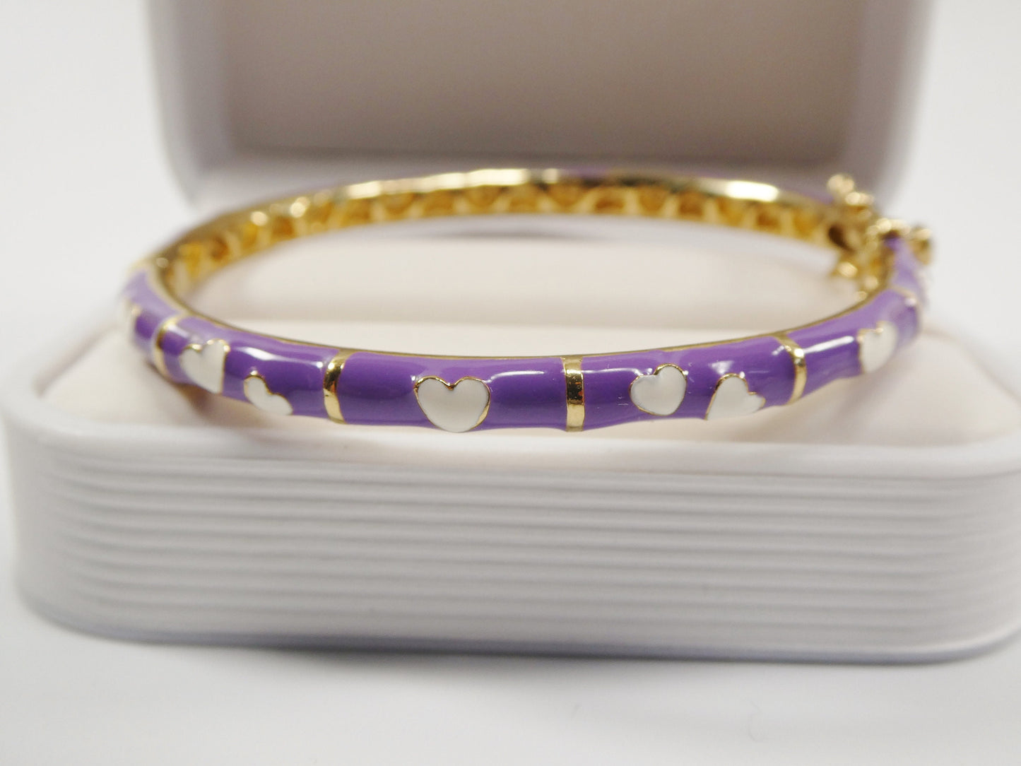 18k yellow gold filled 50mm purple enamel children bangle bracelet