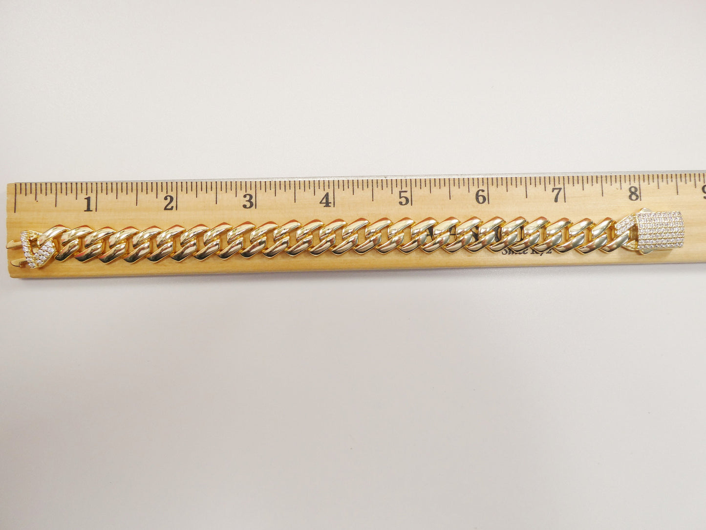 12MM real solid 925 sterling silver 14K yellow gold color Monaco bracelet