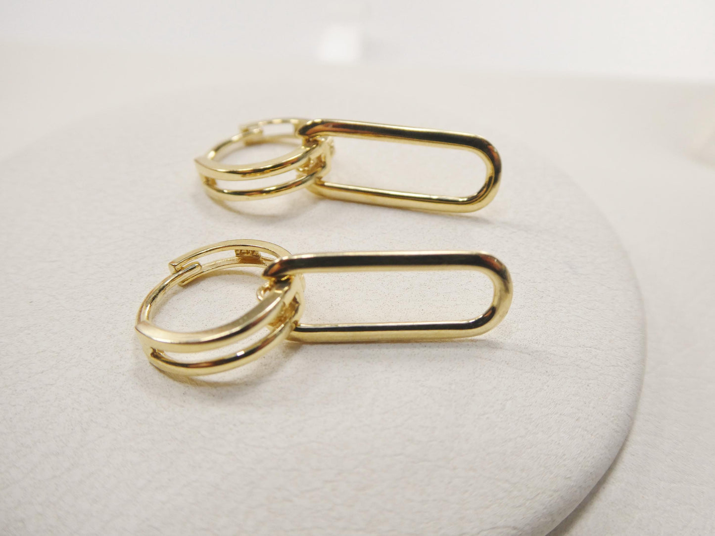 real 10k solid yellow gold polish paperclip earring