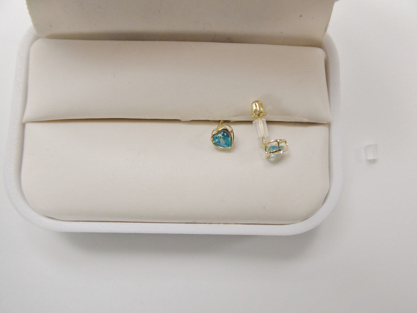 10k real solid yellow gold birthstone screw back children earrings heart bazel shape