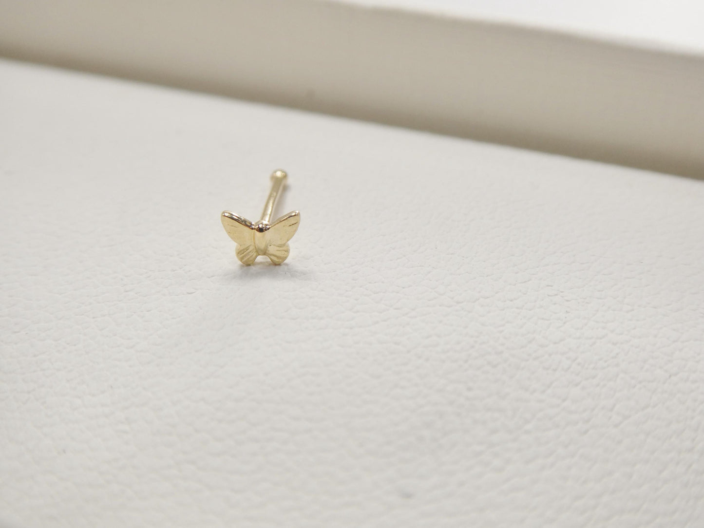 14k real solid yellow gold tiny butterfly stud nose ring