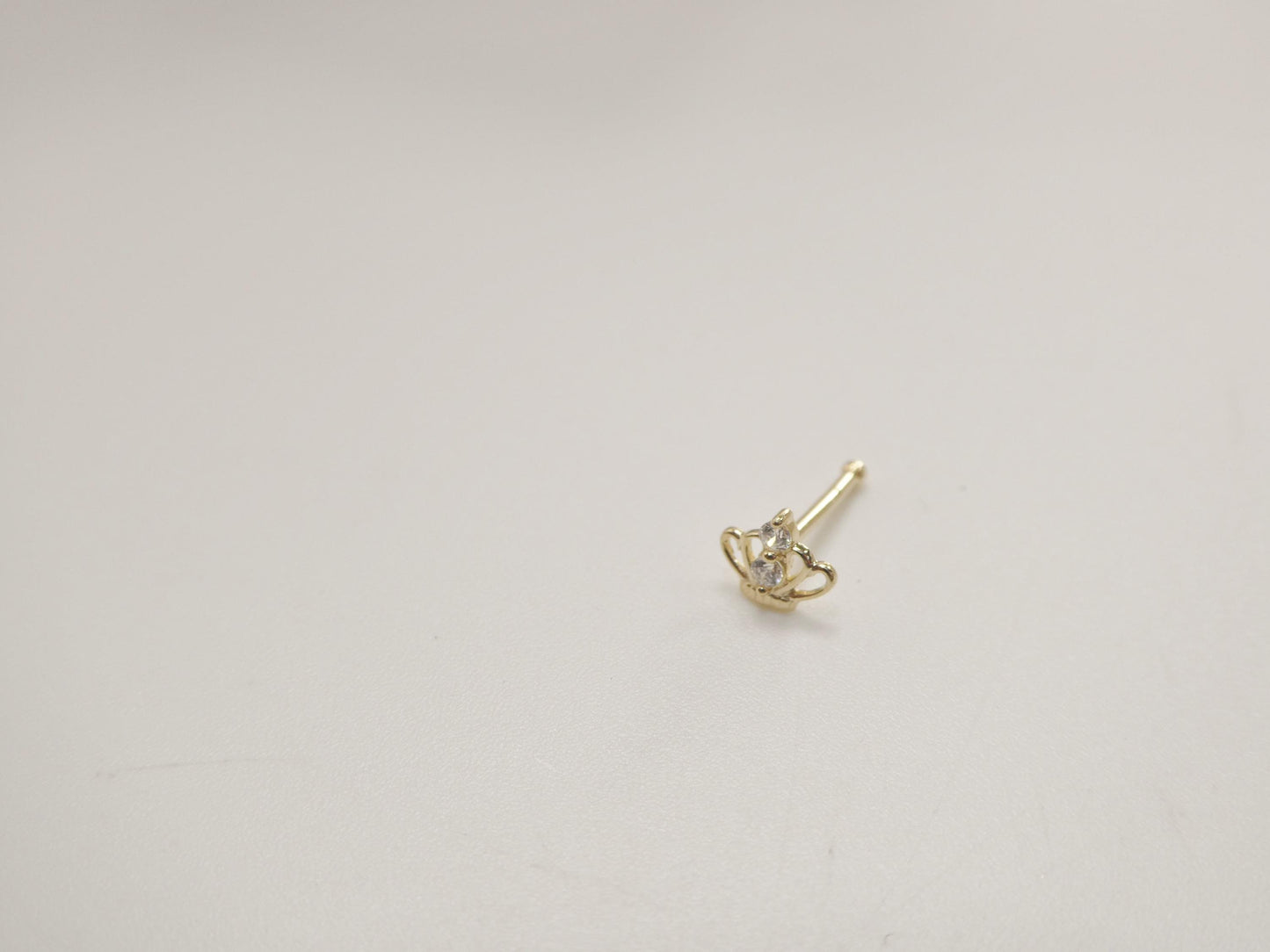 14k real solid yellow gold tiny crown stud nose ring