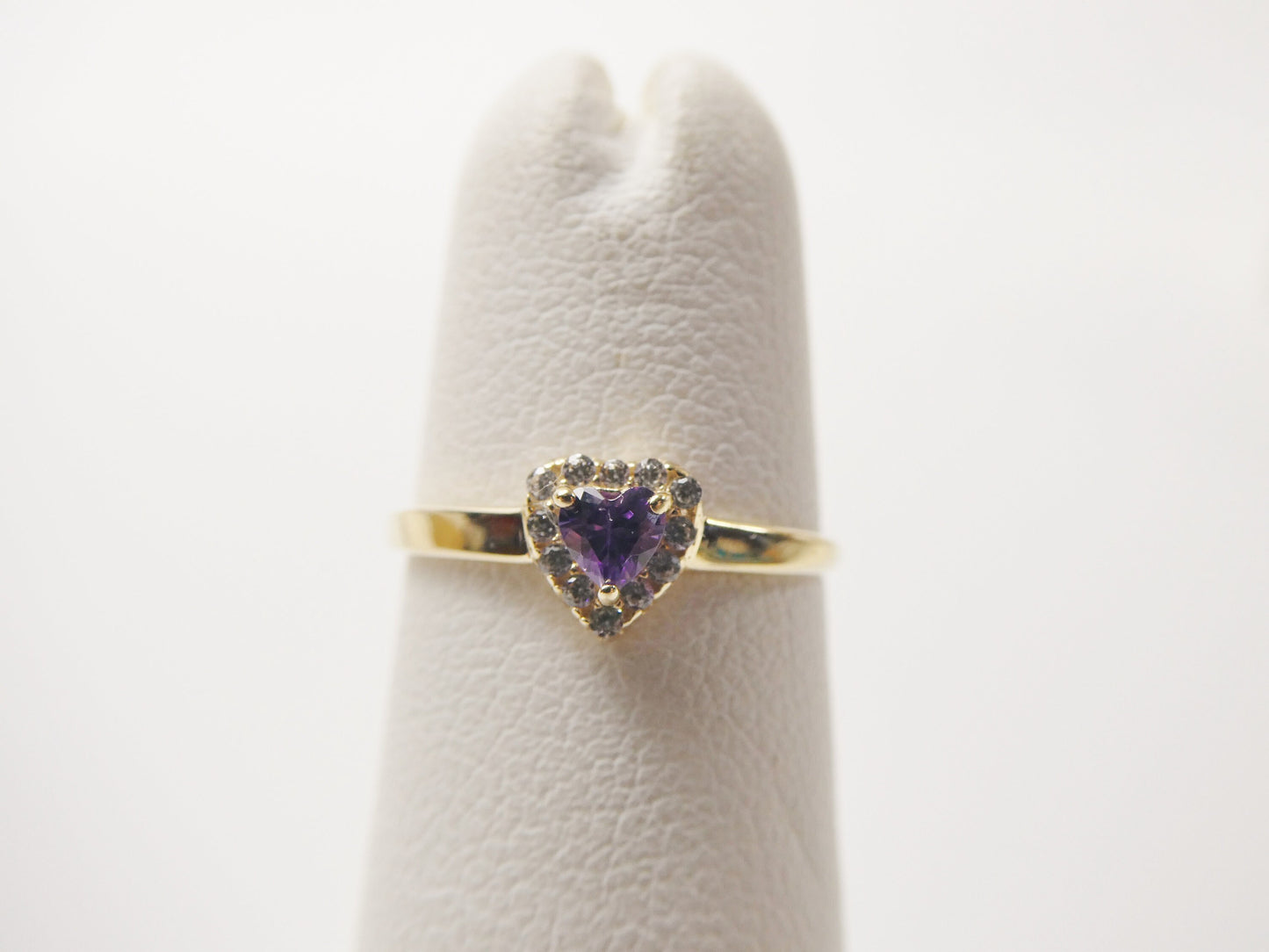 10k solid yellow gold baby children heart shaped color stone ring