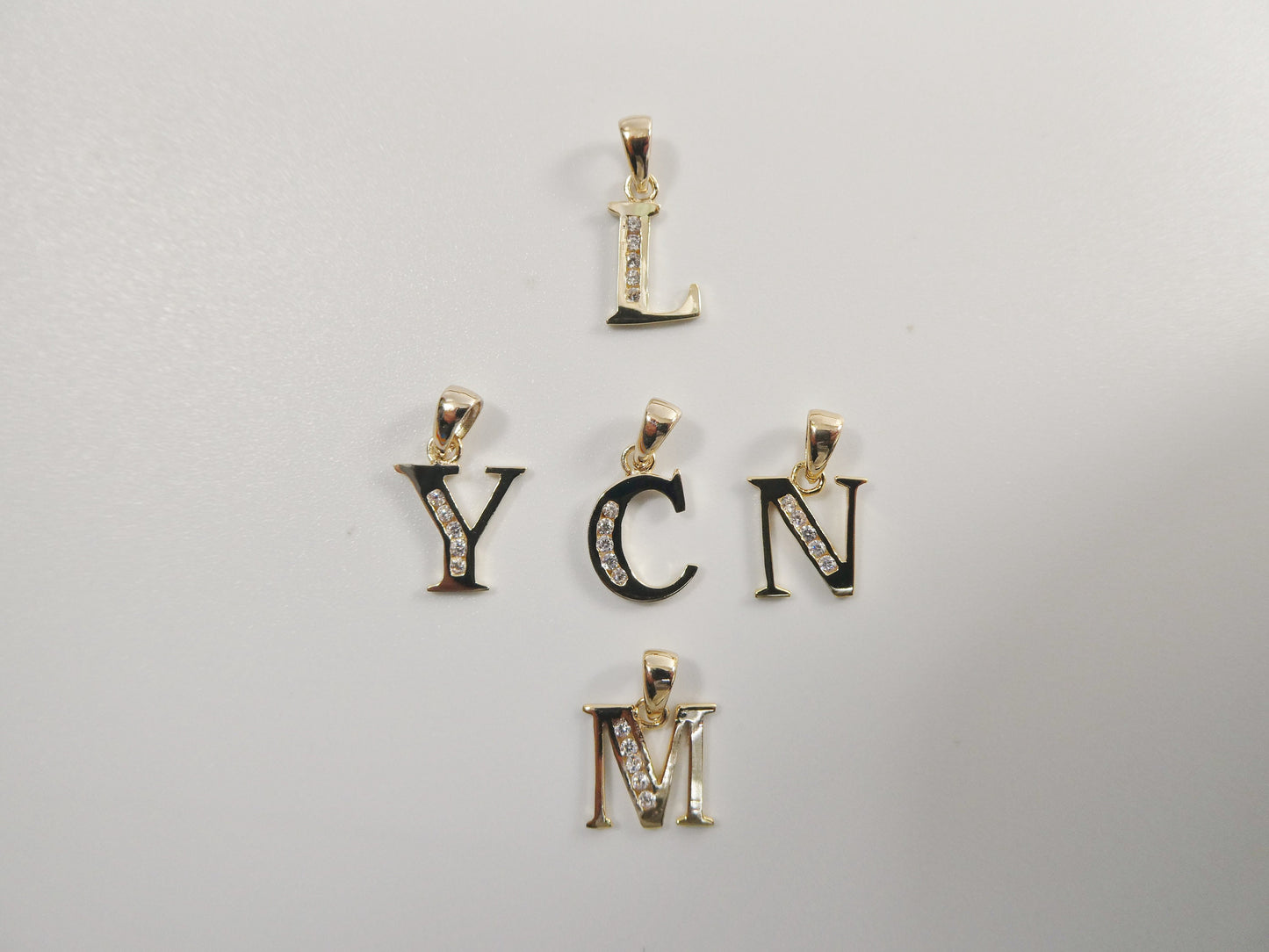 10k real solid yellow gold small initial alphabet pendent charm