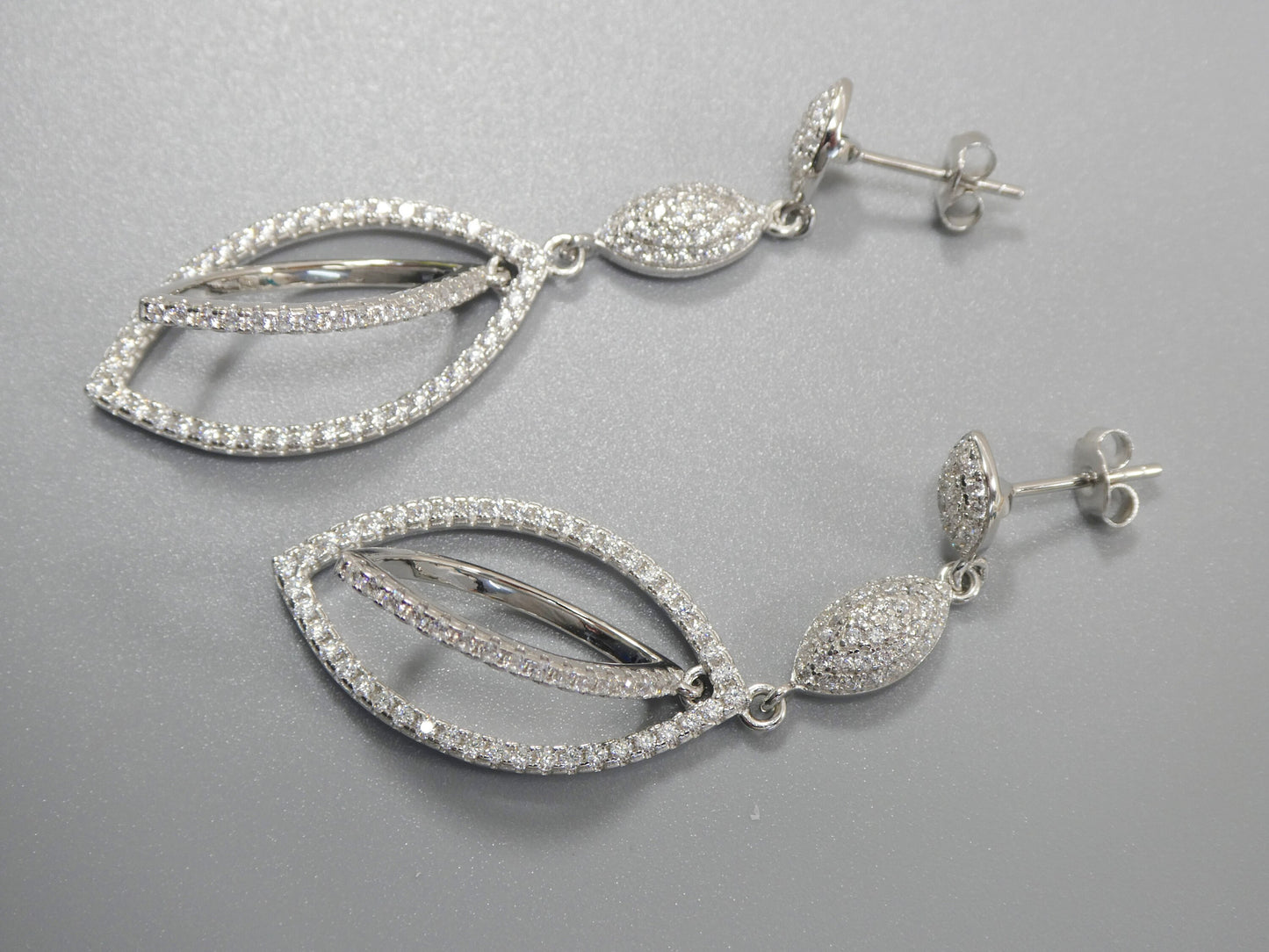 real 925 sterling silver micro pave setting 14k white gold color finish drop earring