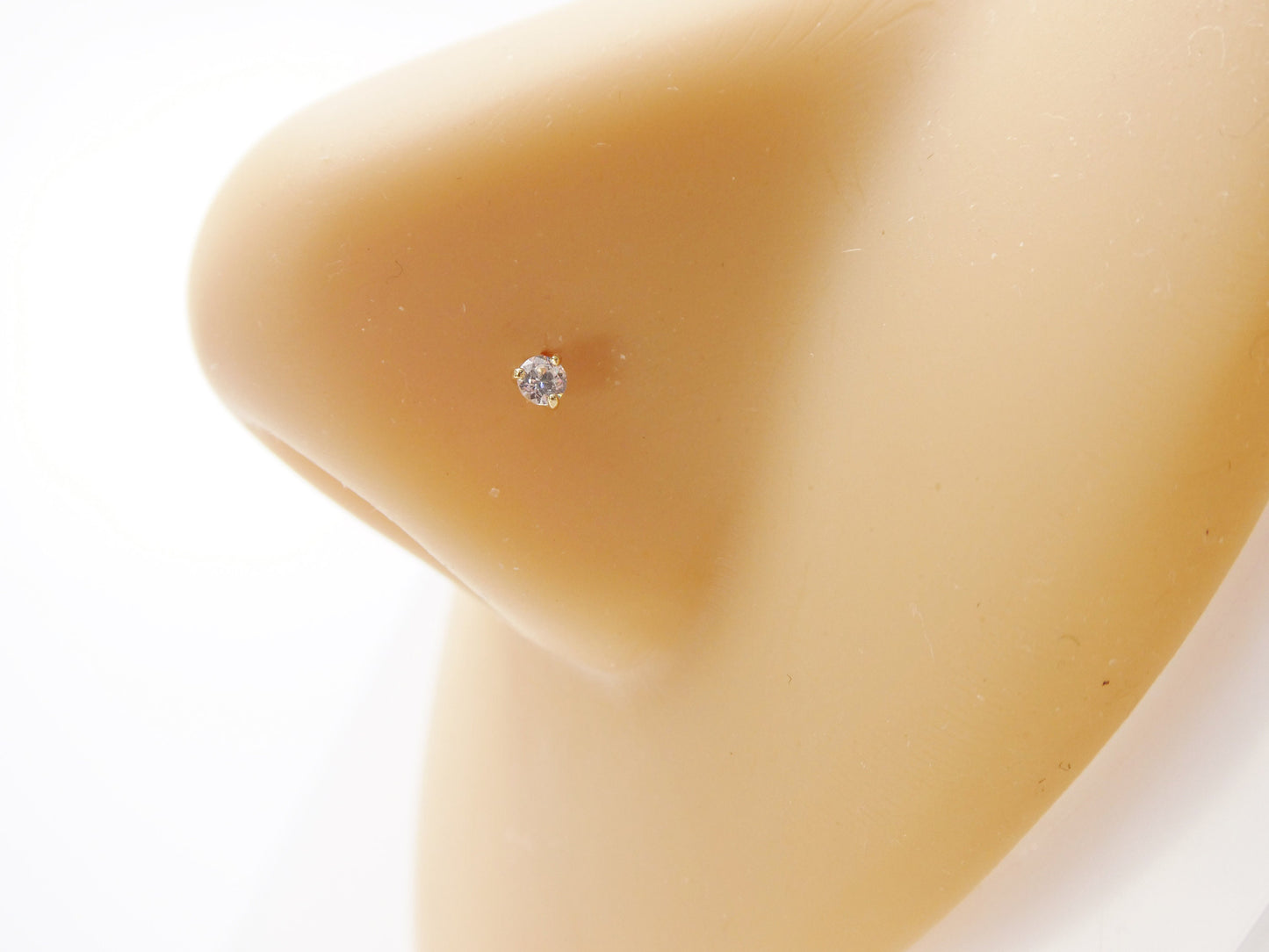 14k real solid yellow gold long post nose ring