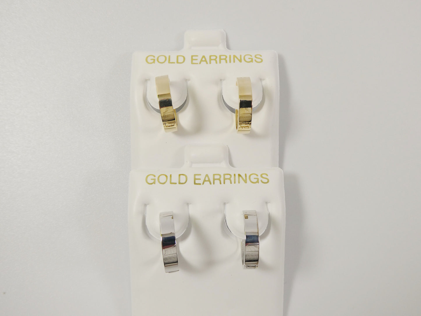 real 10k solid yellow gold high polish plain hoop huggie earrings