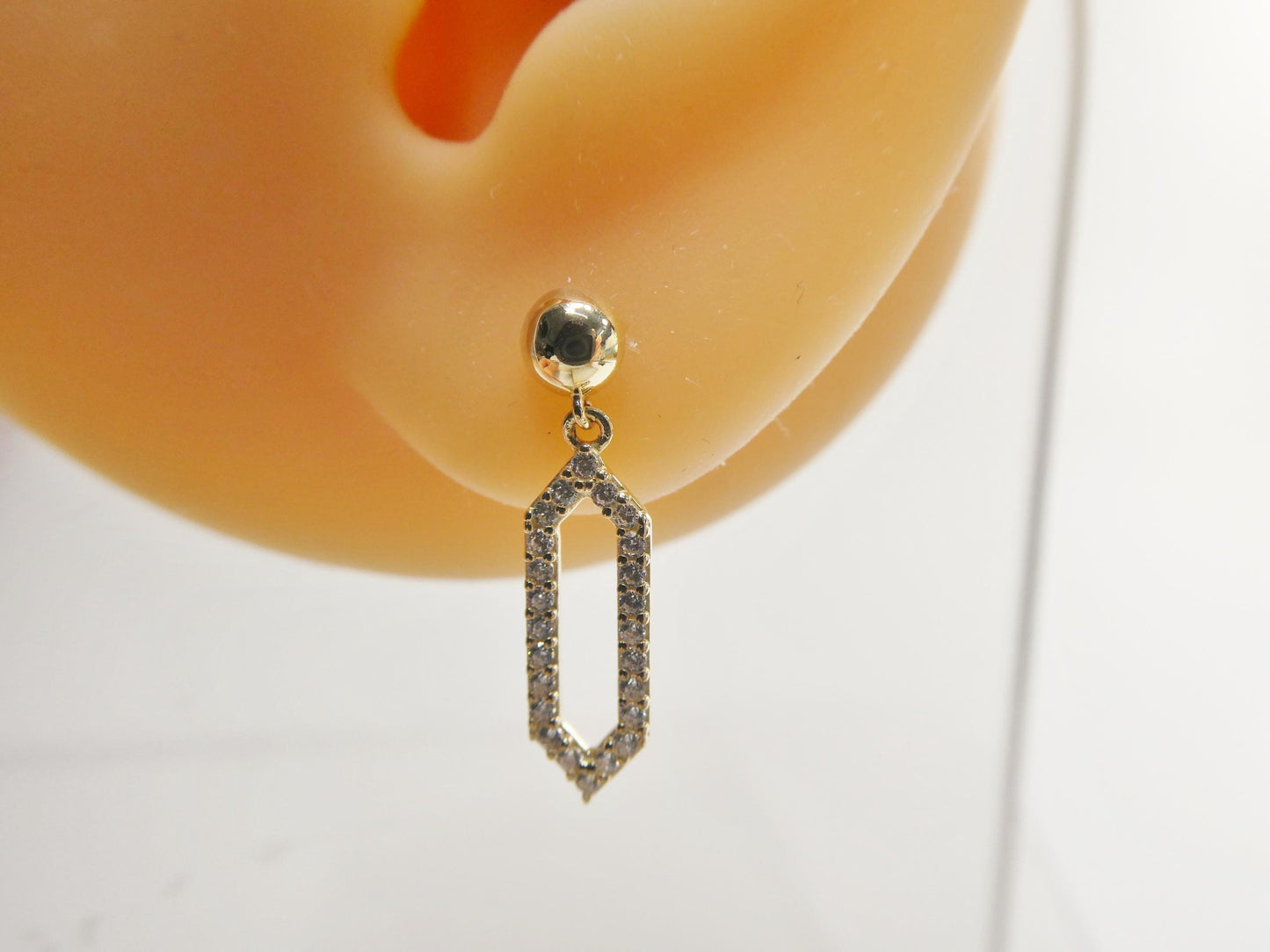 real 10k solid yellow gold design paperclip push post earrings