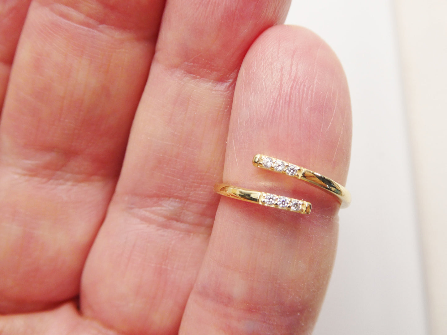 10k solid yellow gold women girl bypass ring