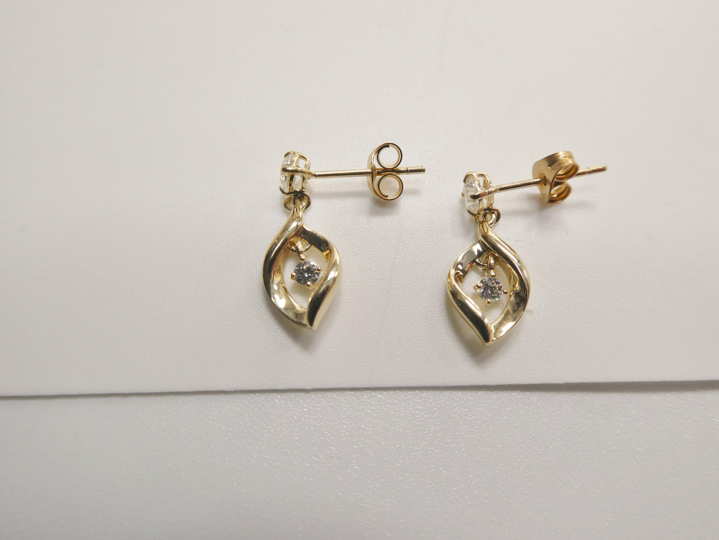 real 10k solid yellow gold oval drop push post earrings