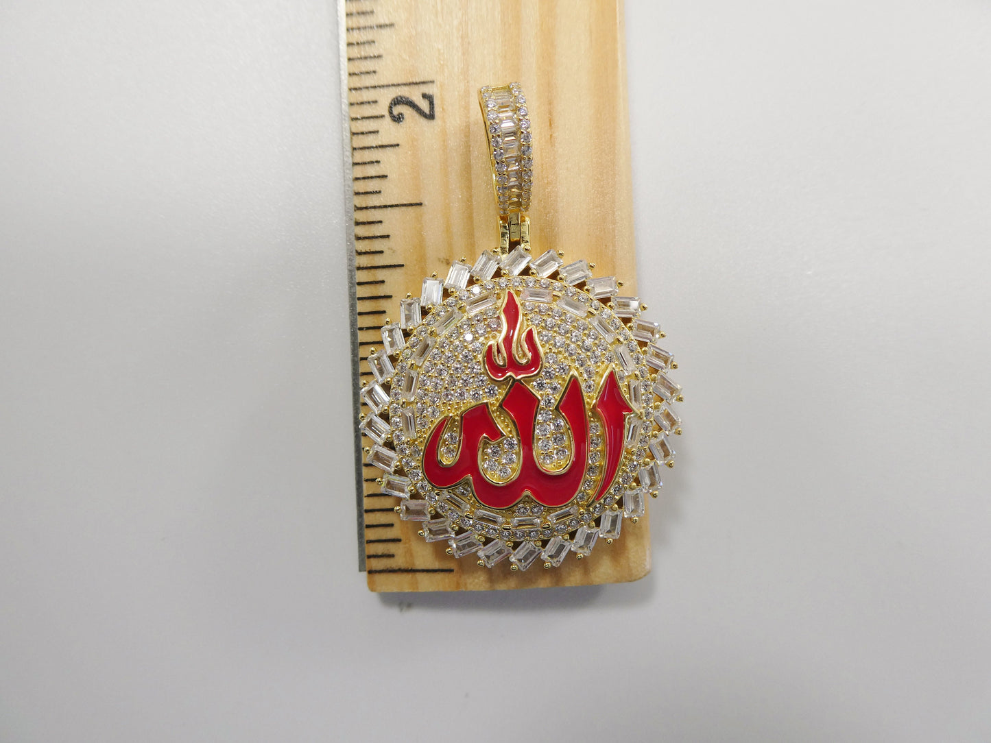 real 925 sterling silver large Muslim Allah pendent full ice stone charm