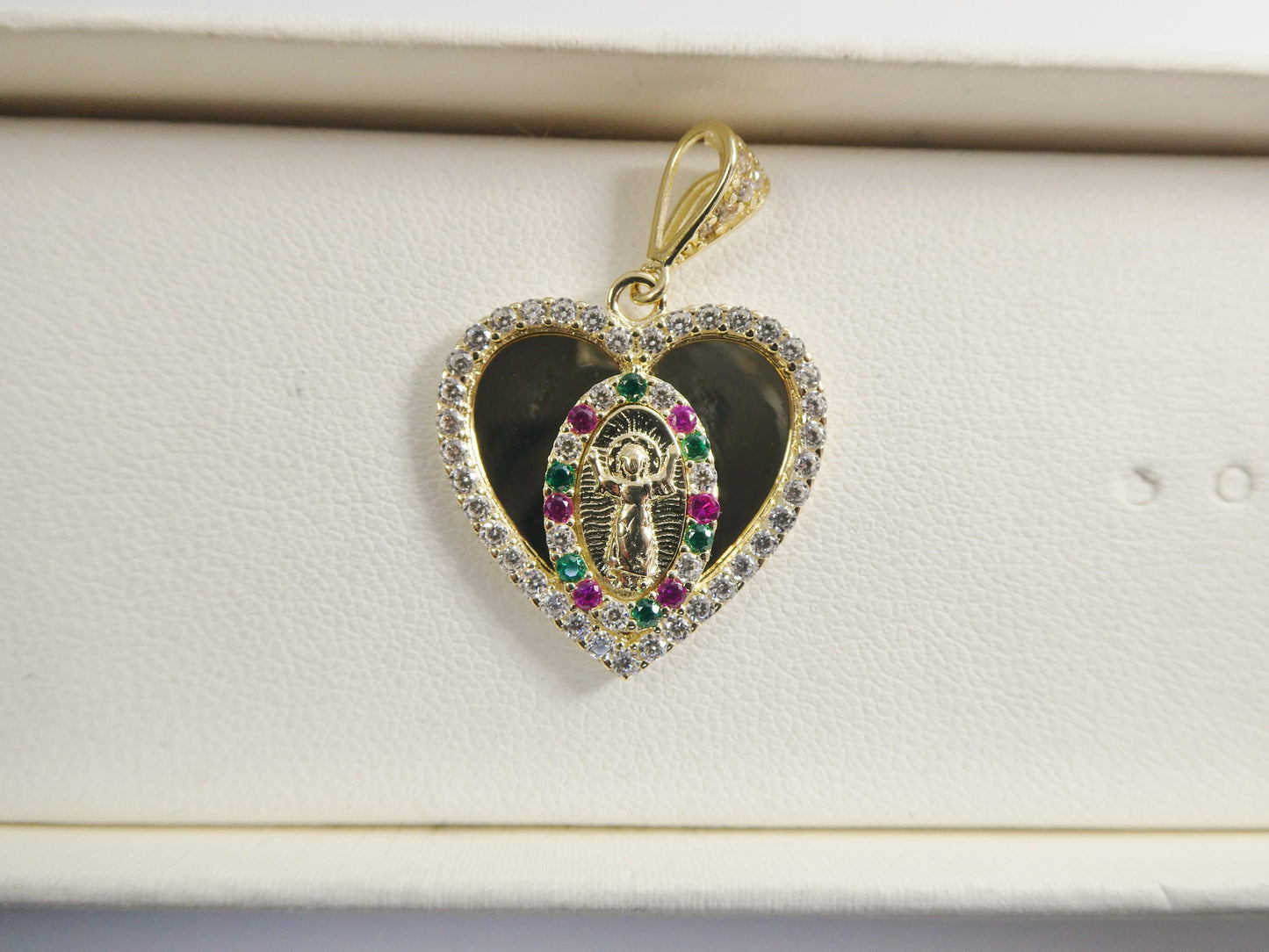 14k real solid yellow gold divino nino heart charm pendent