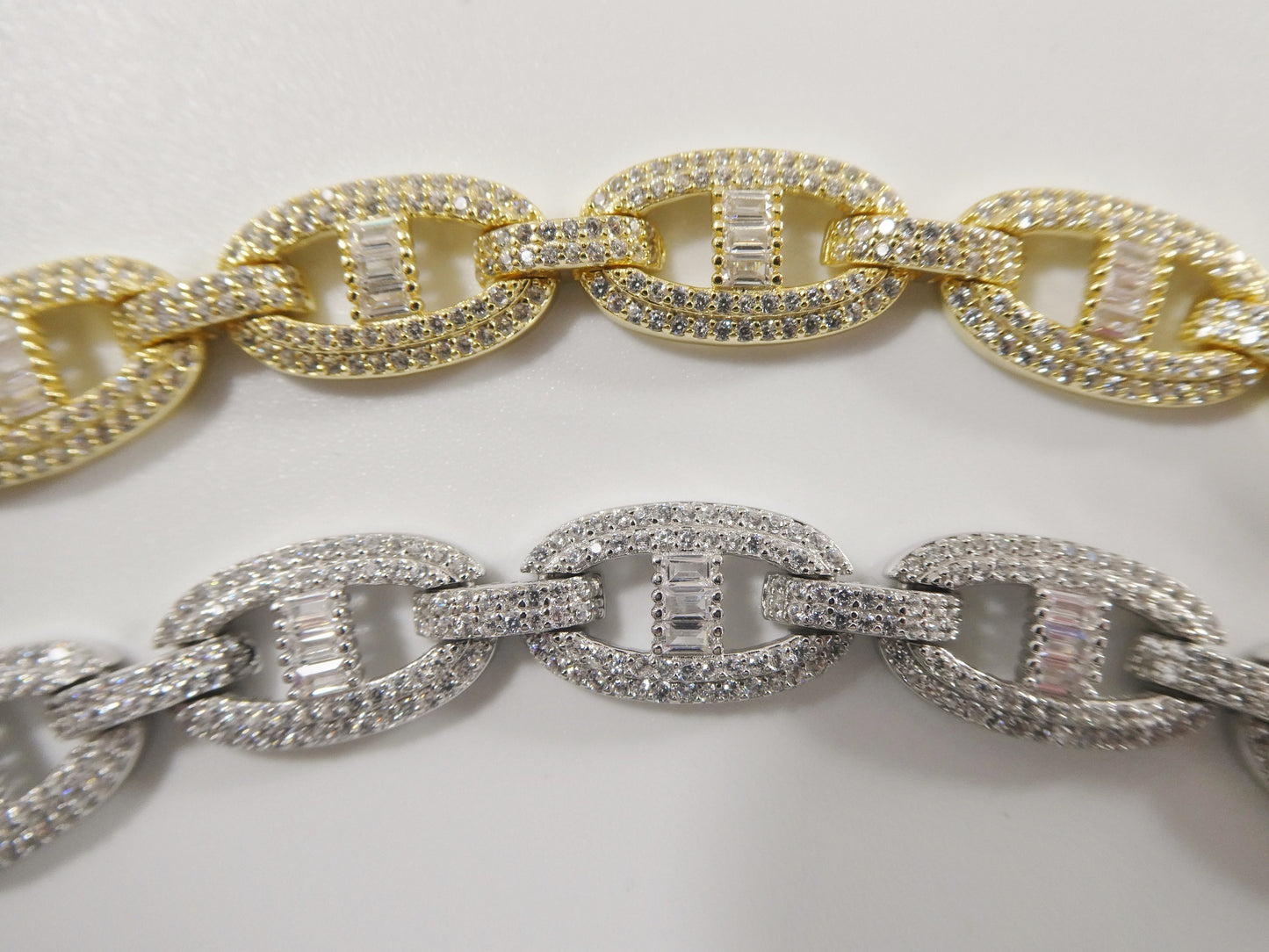 real 925 sterling silver mariner link full stone micro setting bracelet