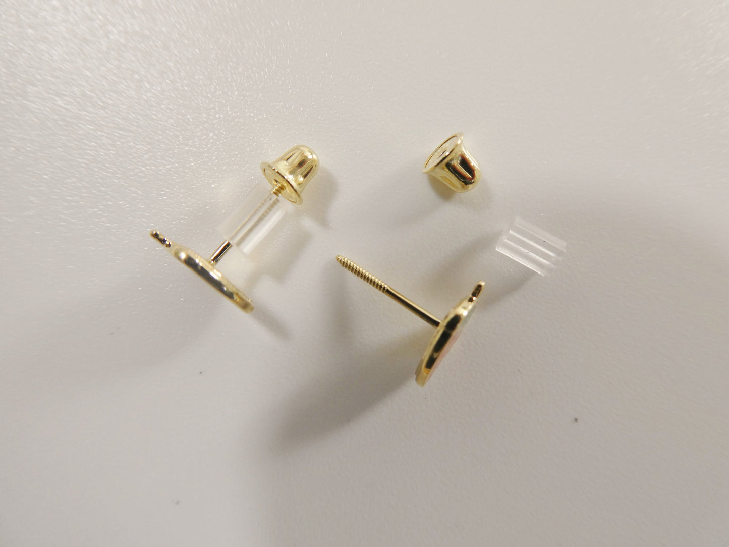 10k real solid gold kids enamel strawberry screw post earrings