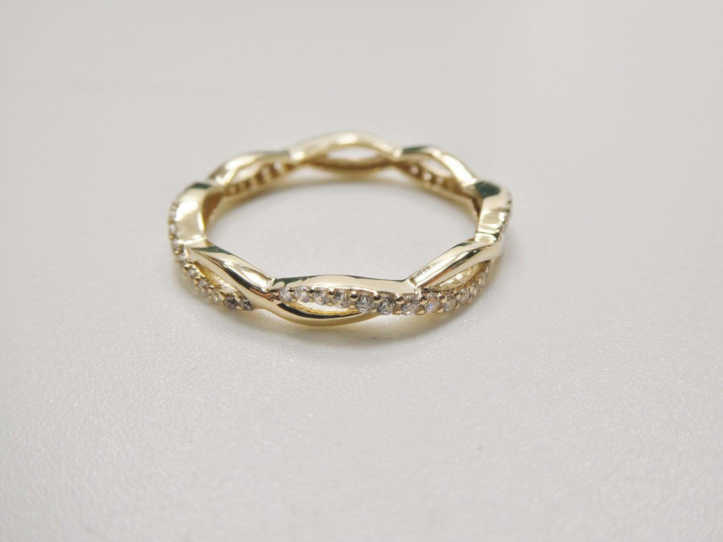 real 10k solid yellow gold women's classic micro pave setting ring