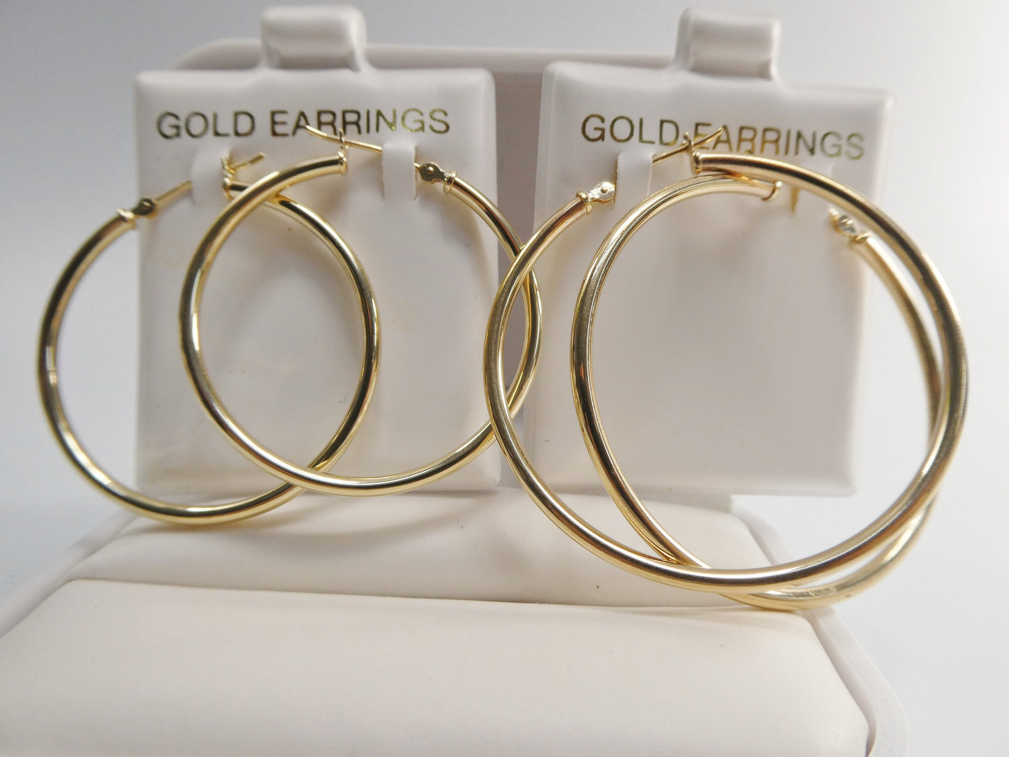 10k real solid yellow gold 2mm tube super polish hoop earrings
