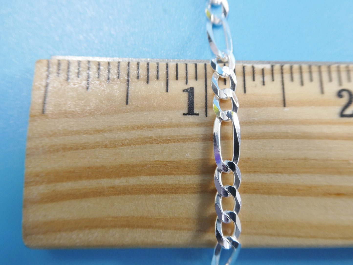 real 925 sterling silver 4mm Italian concave figaro solid chain lobster lock clasp