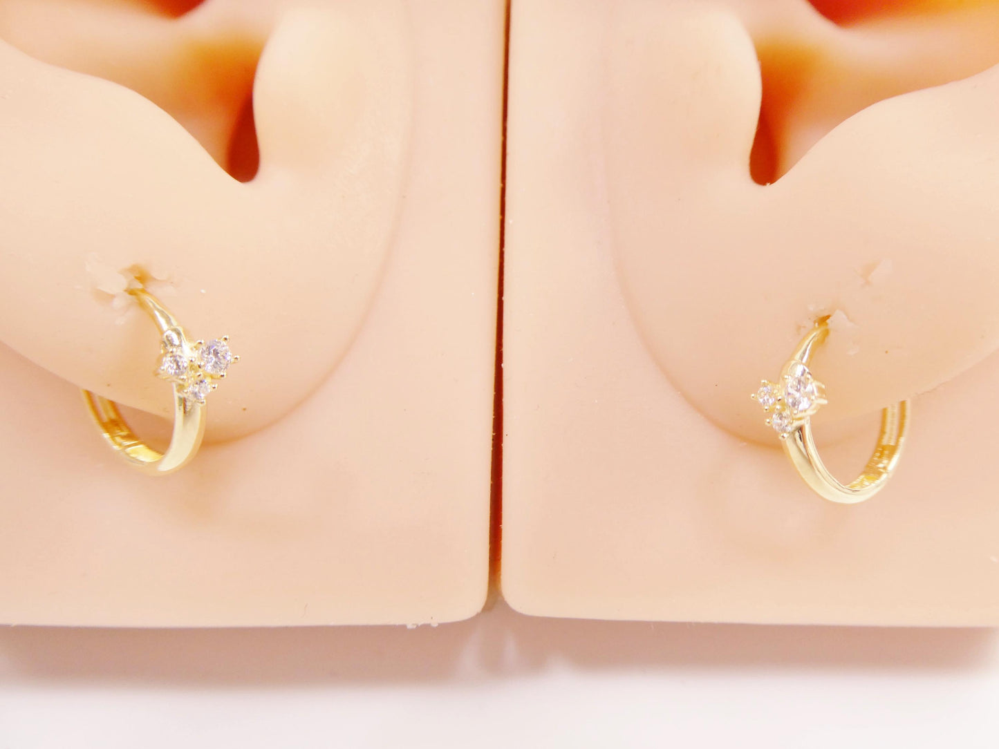 real 10k solid yellow gold designer hoop huggie earrings