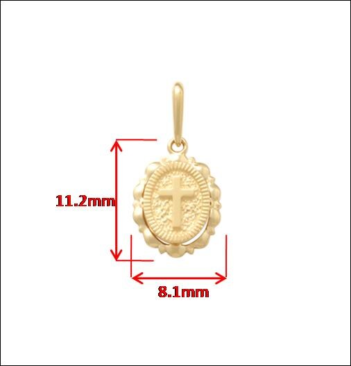 10k Yellow Gold Singapore Chain Necklace oval cross Pendant
