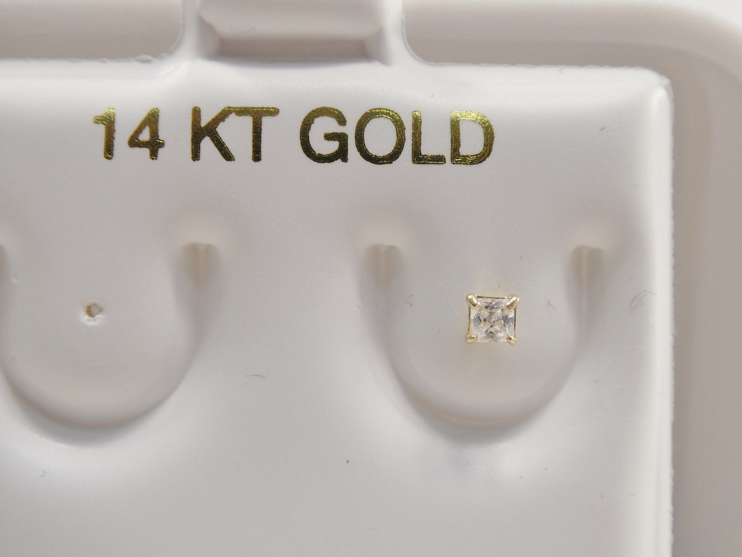 14k real solid yellow gold L SHAPE 2mm square stone stud nose ring